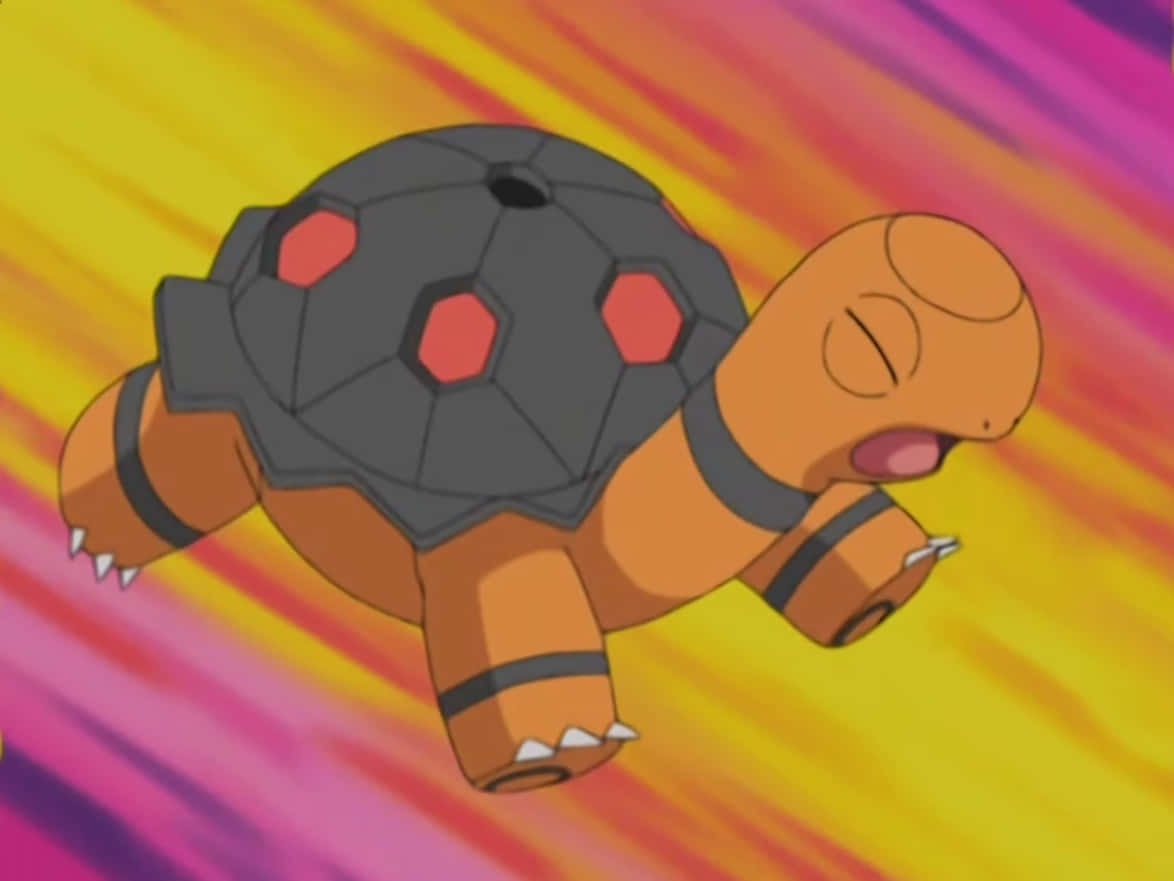Torkoal, black hexagonal shell, red accents, SD Desktop Wallpaper