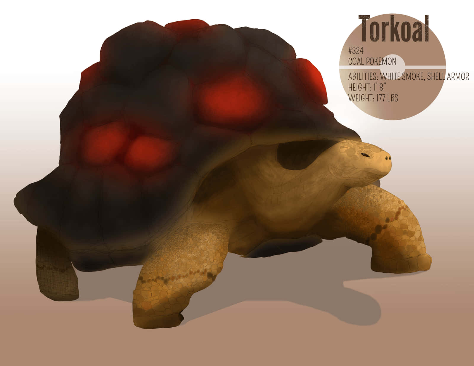 Torkoal, coal-colored, glowing red spots, HD Desktop Wallpaper