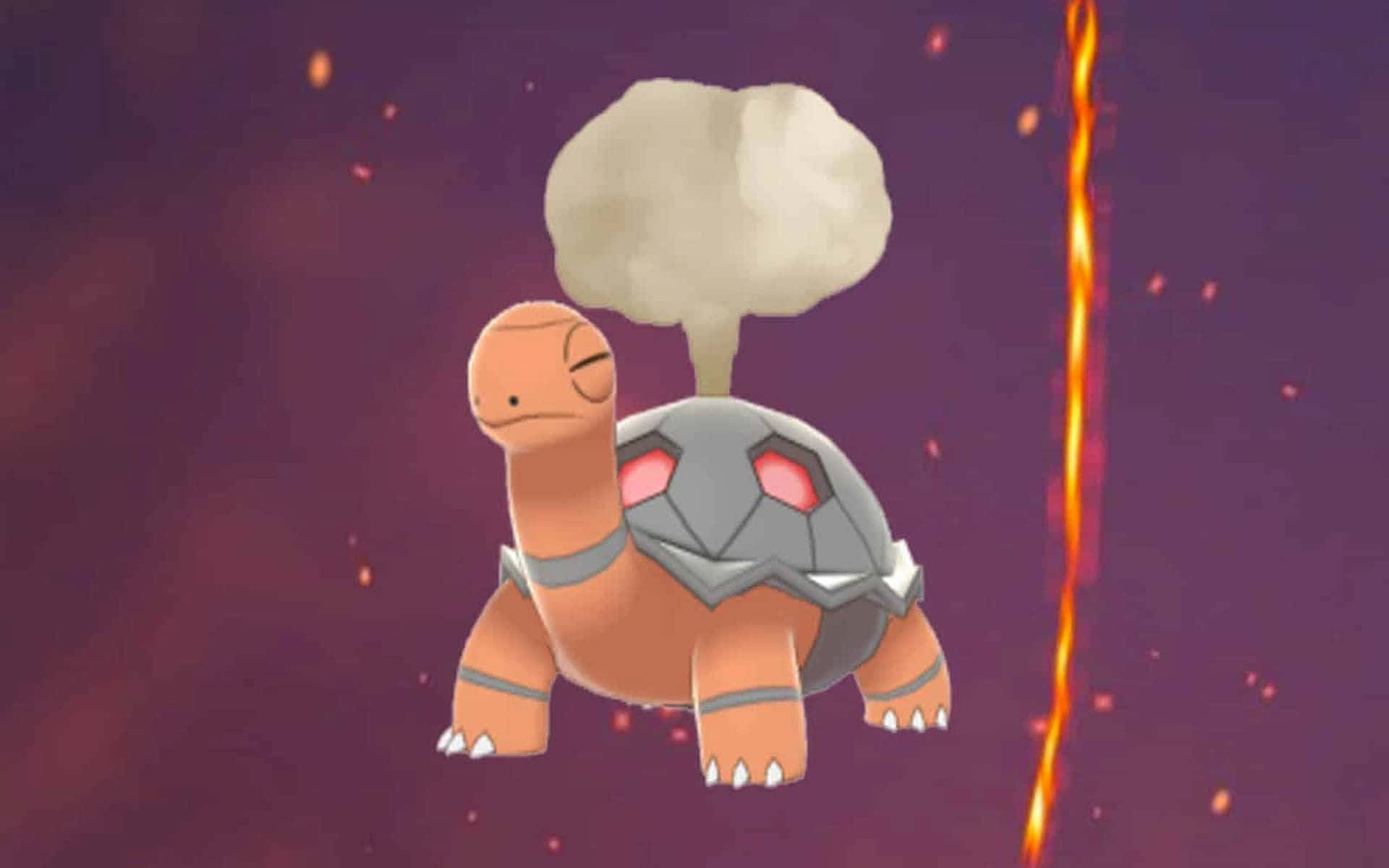 Torkoal, gray shell, red eyes, Full HD Desktop Wallpaper