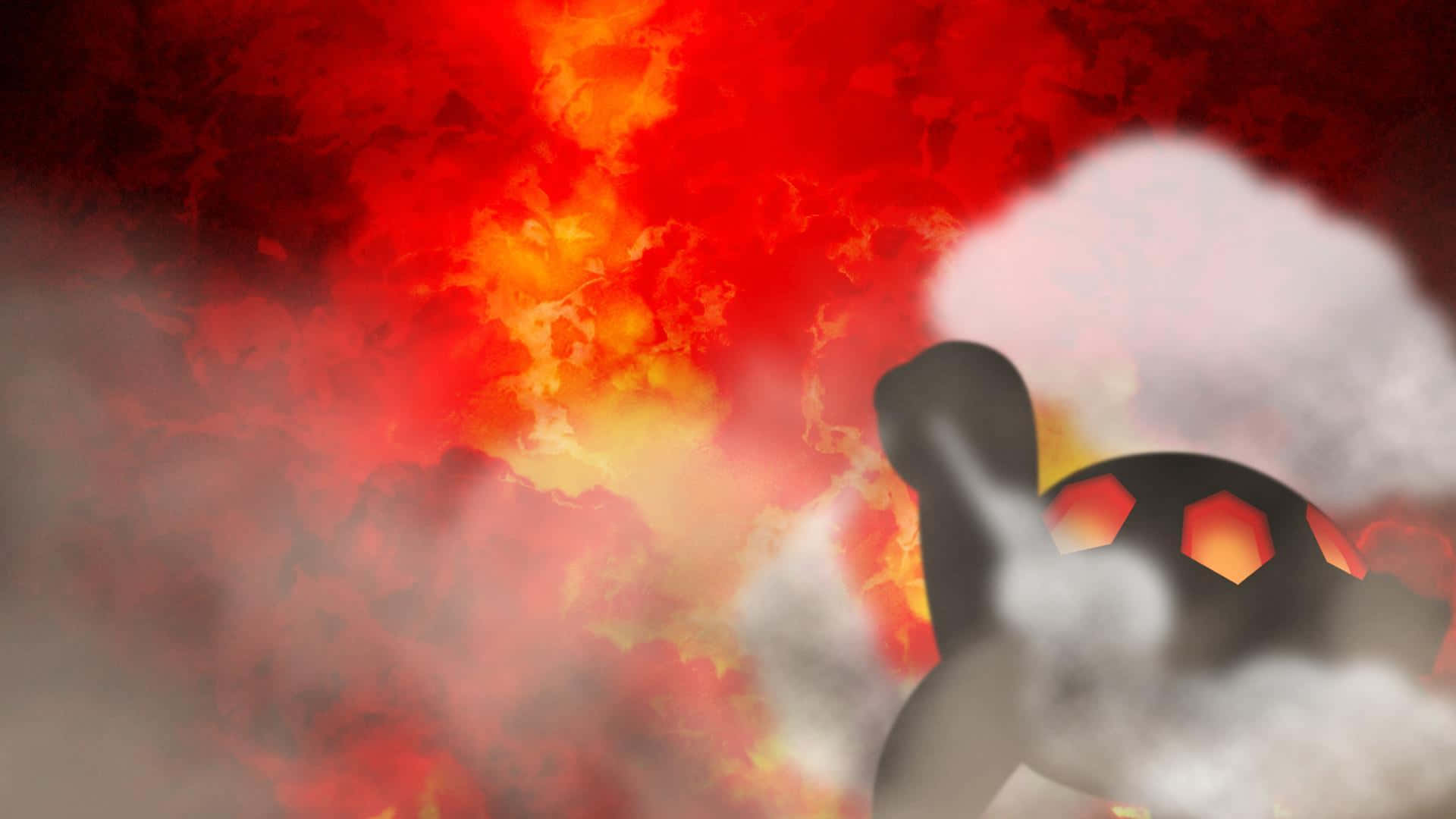 Torkoal, silhouette, fire, Full HD Desktop Wallpaper