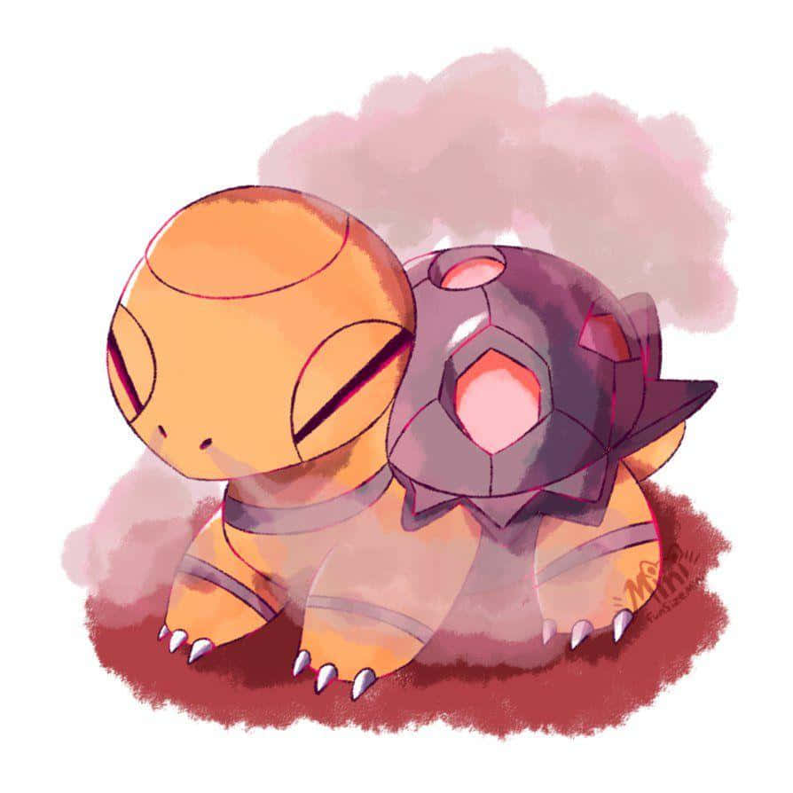 Torkoal, anime-style turtle Pokémon, orange shell, SD Desktop Wallpaper