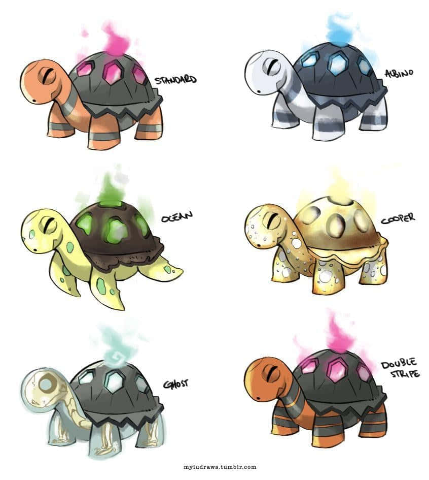 Torkoal, glowing shells, turtle-like creatures, SD Phone Wallpaper