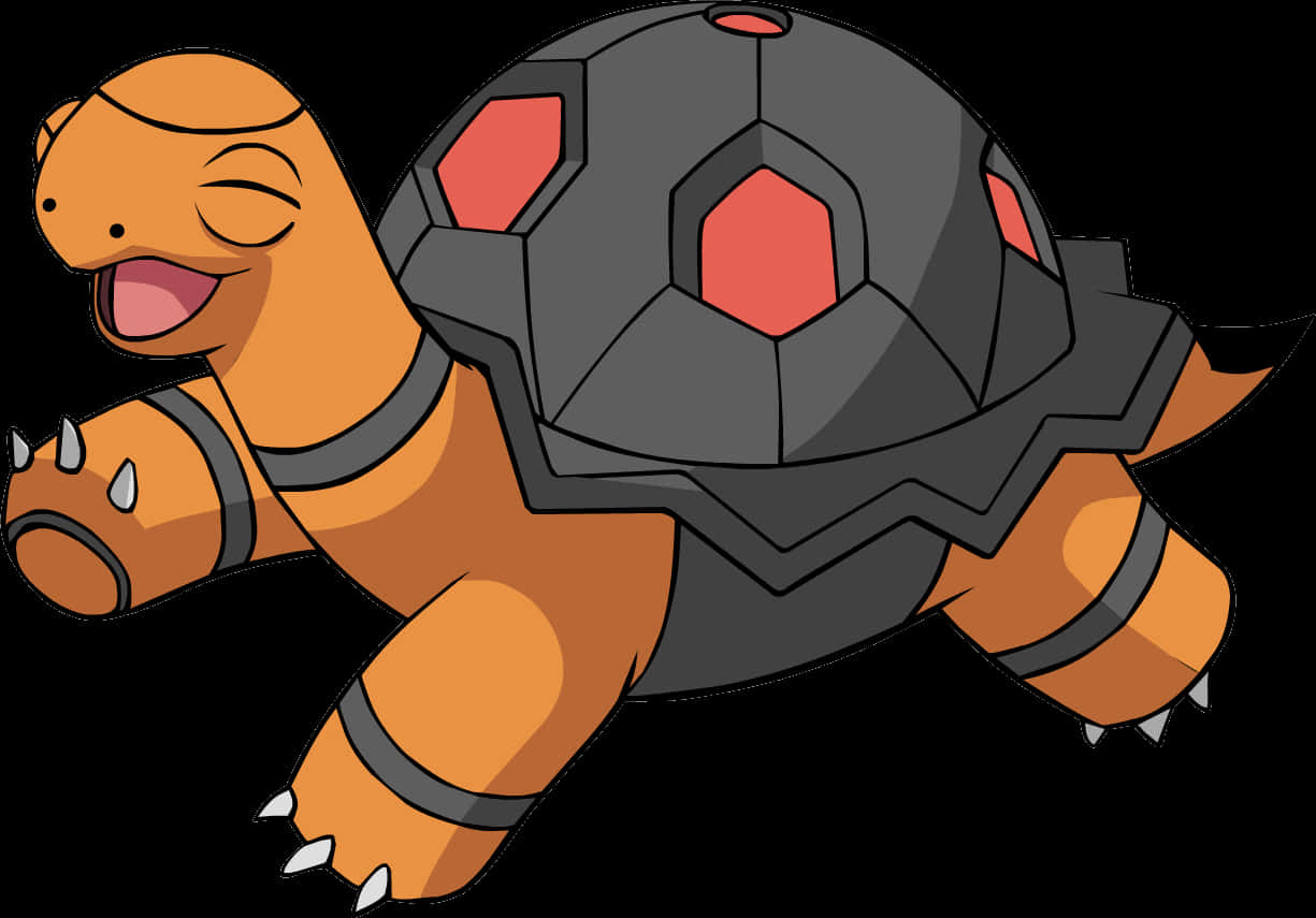 Torkoal, orange body, black hexagonal shell, SD Desktop Wallpaper