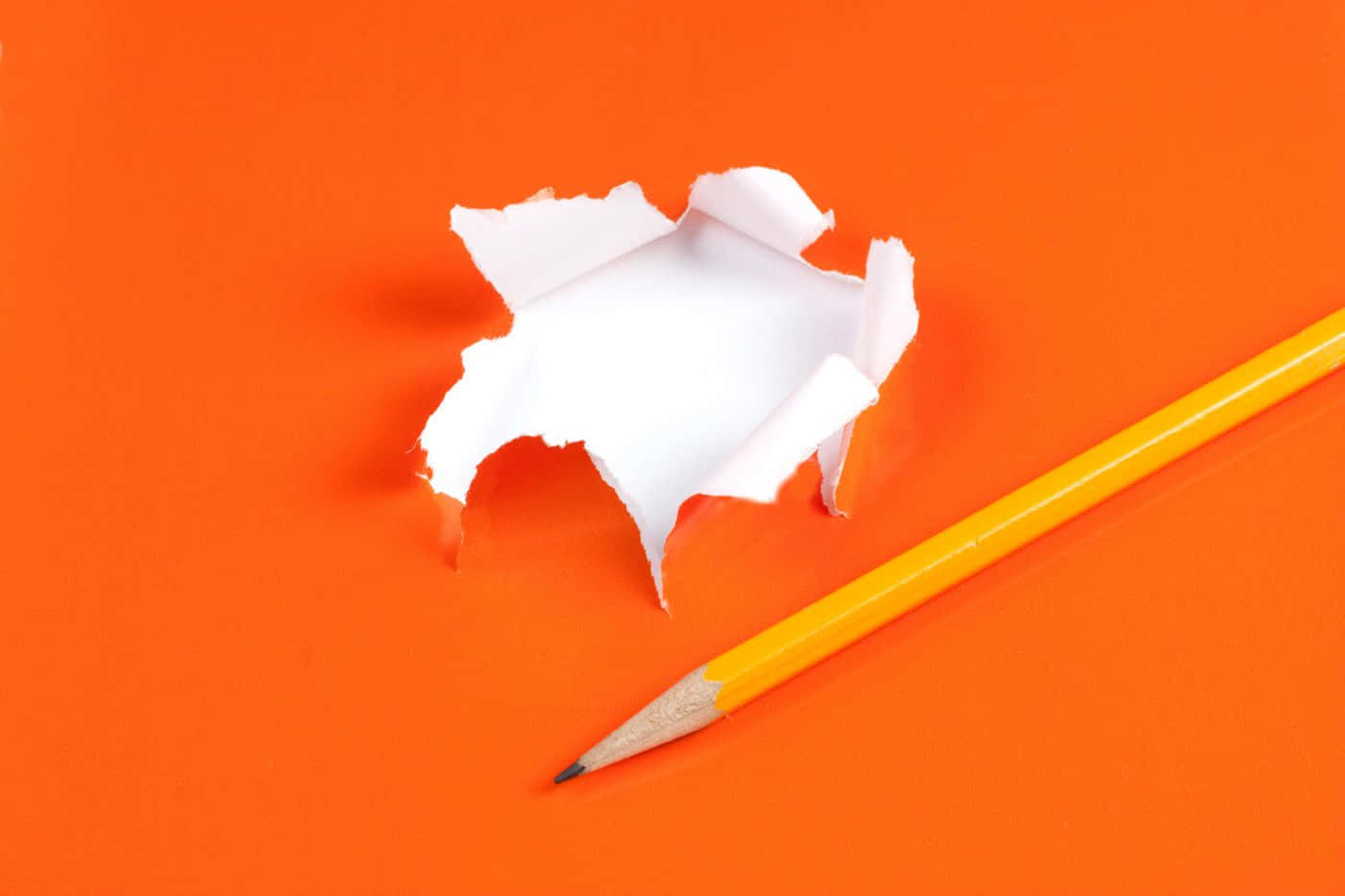 pencil, orange, hole, HD Desktop Wallpaper
