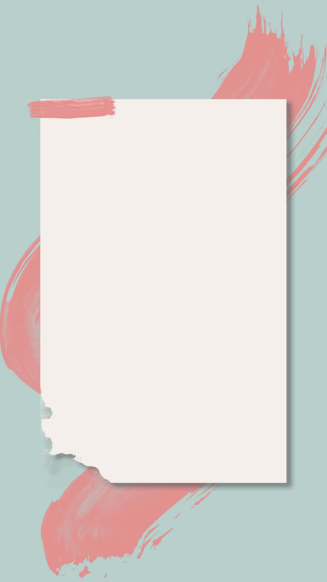torn edges, soft teal background, bold coral brushstrokes, Full HD Phone Wallpaper