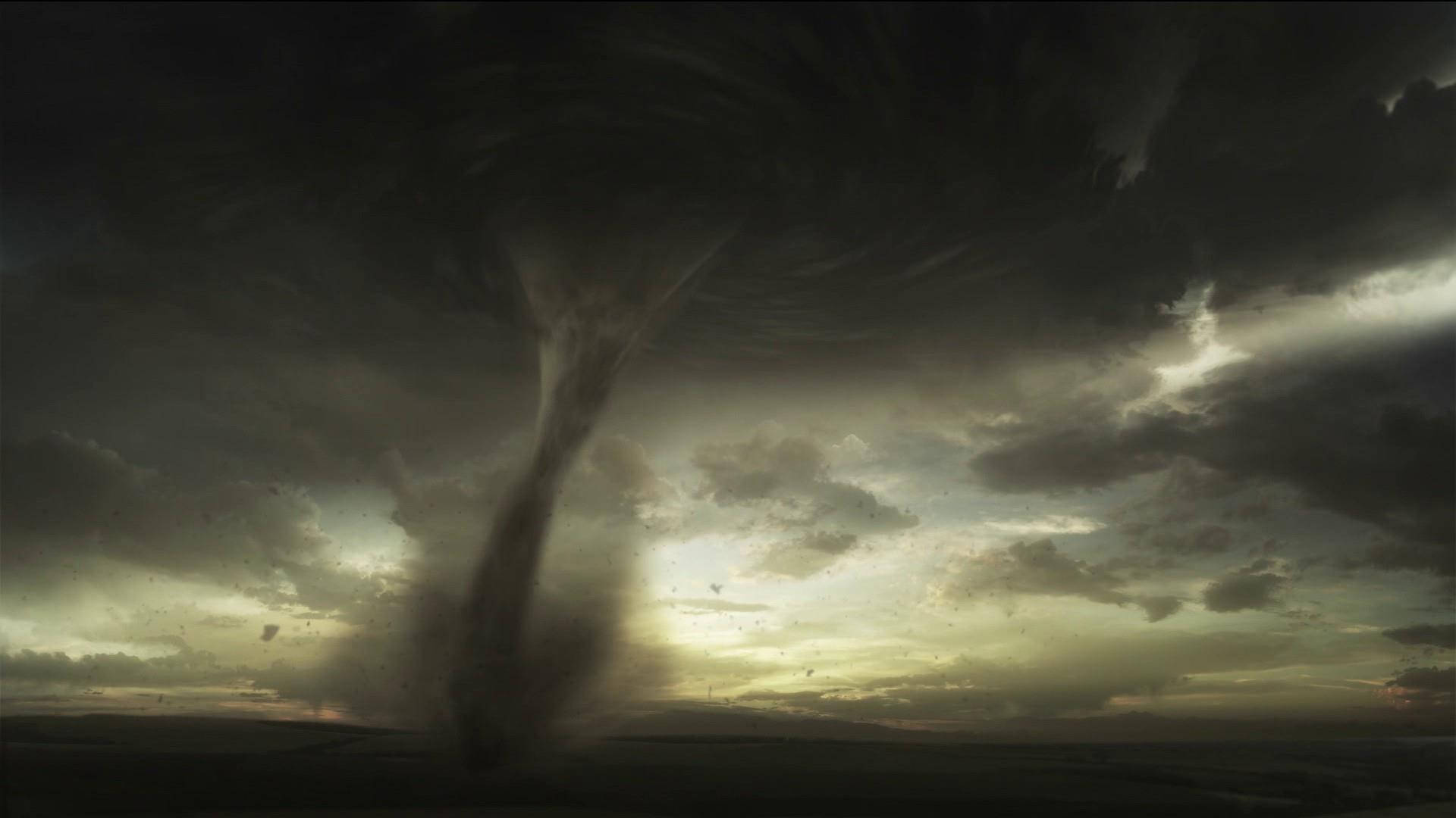 tornado, desolate plain, stormy sky, Full HD Desktop Wallpaper