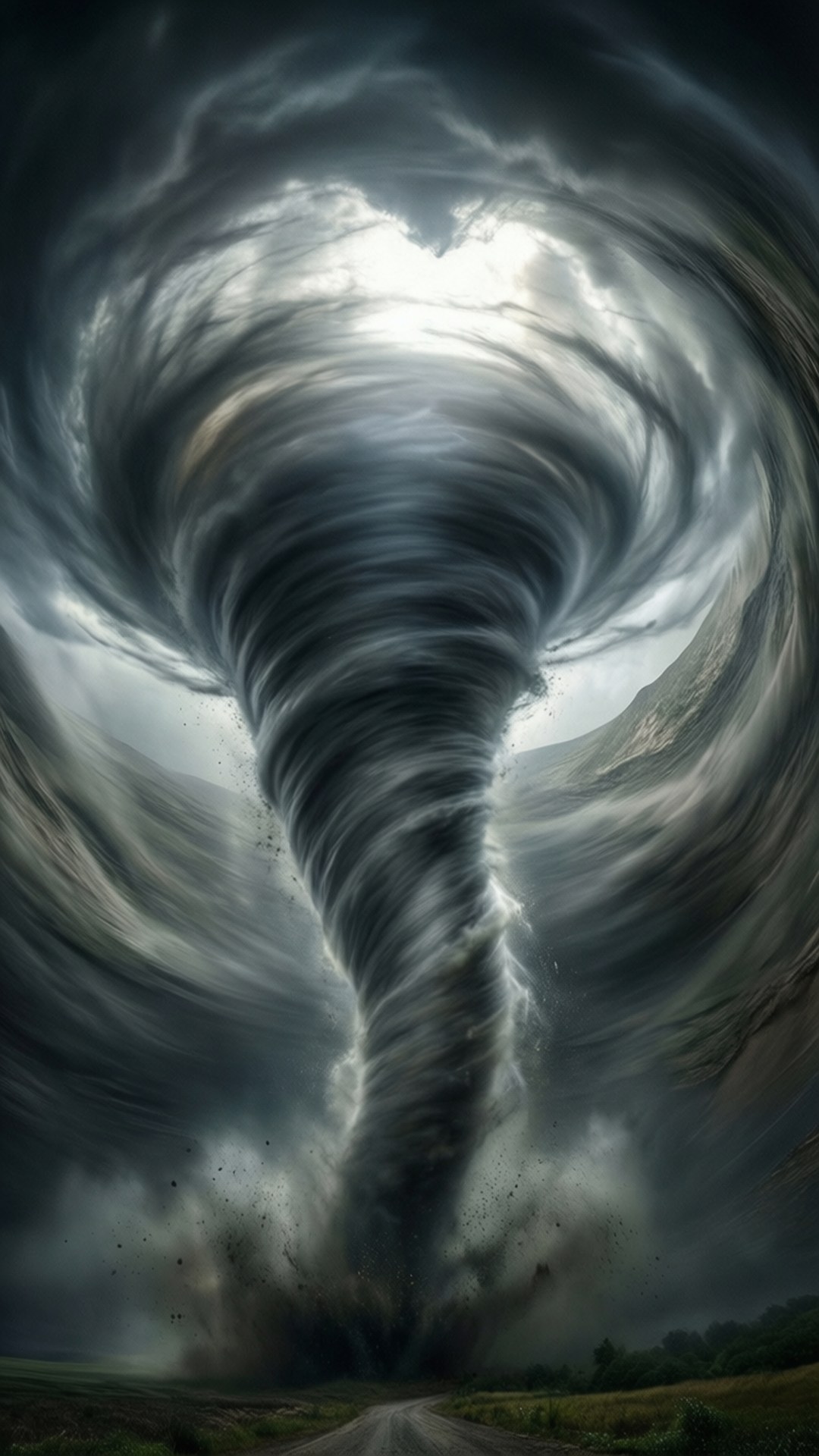 tornado, swirling dark clouds, stormy sky, Full HD Phone Wallpaper
