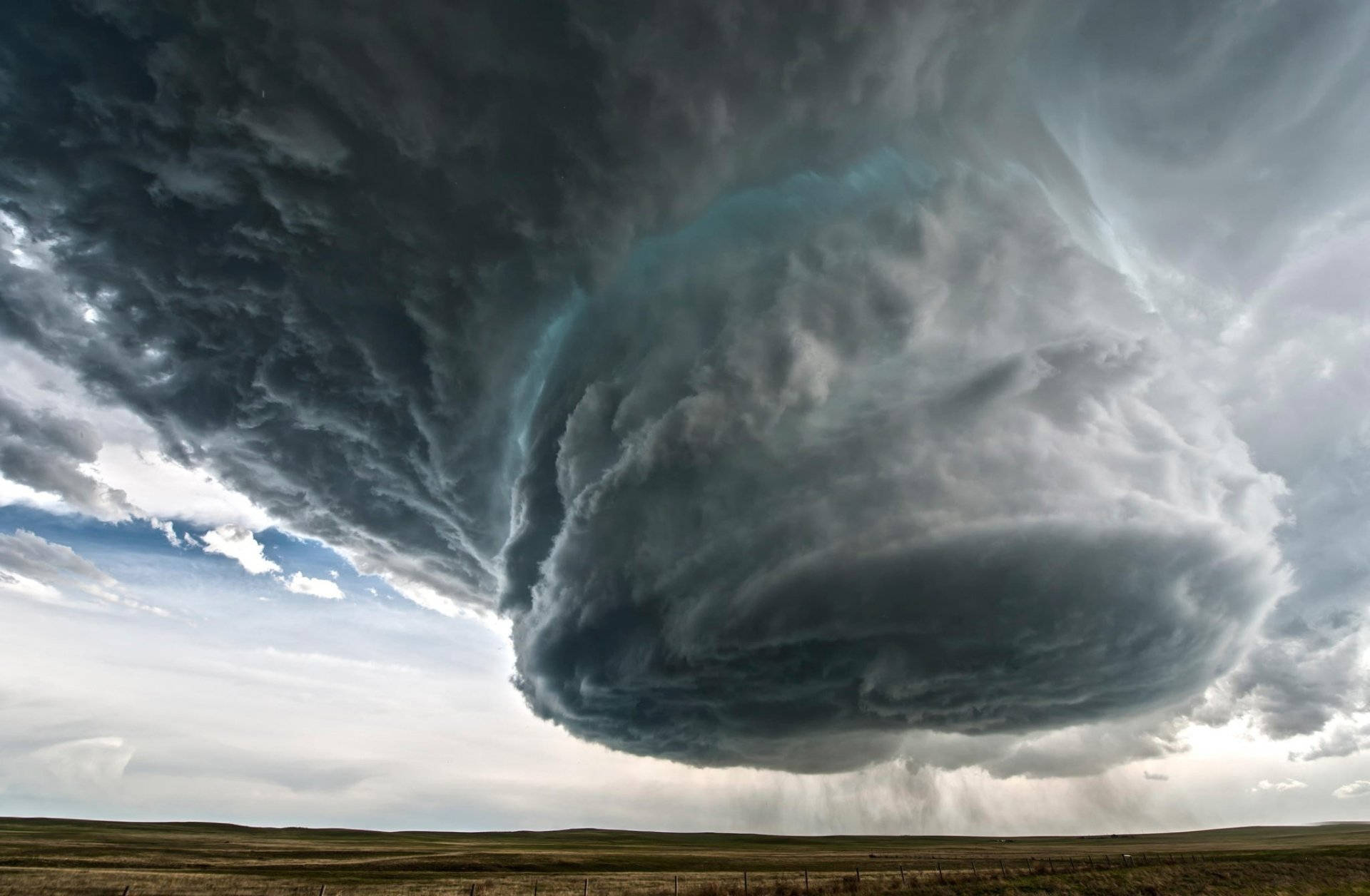 massive wedge tornado, supercell thunderstorm, vast open plain, Full HD Desktop Wallpaper