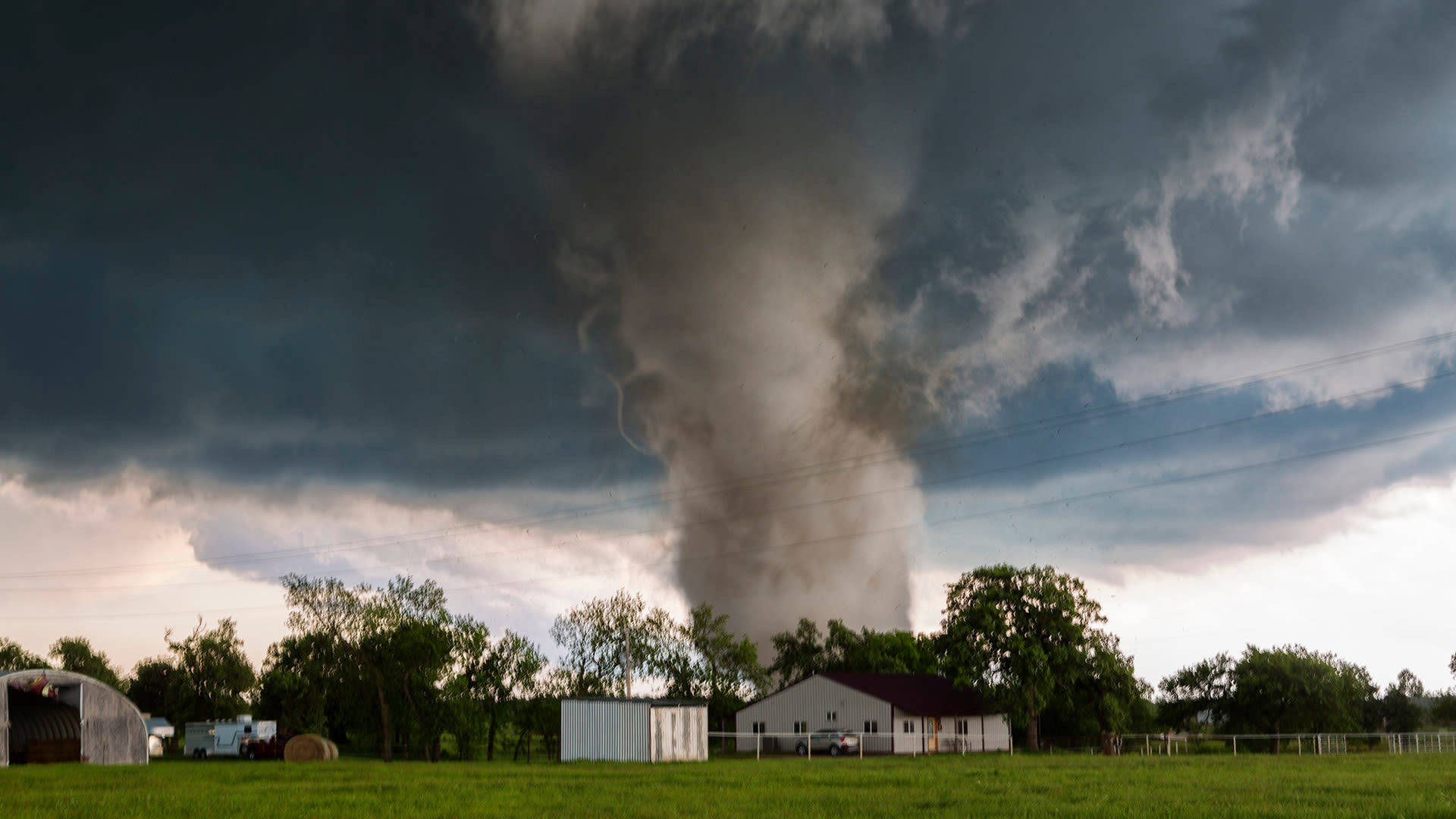 foggy tornado storm, rural landscape, stormy sky, Full HD Desktop Wallpaper