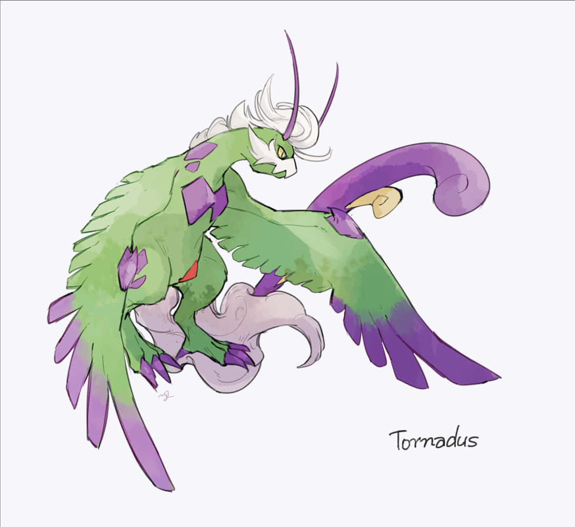 Tornadus, purple tips, vibrant green, SD Desktop Wallpaper