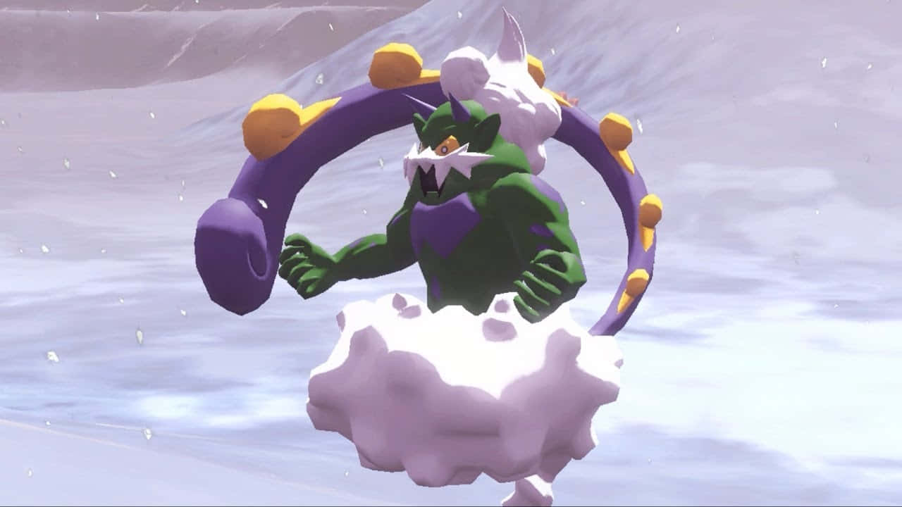 Tornadus, green and purple, ring of yellow orbs, HD Desktop Wallpaper