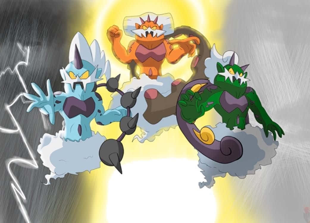 Tornadus, storm clouds, radiant yellow aura, SD Desktop Wallpaper