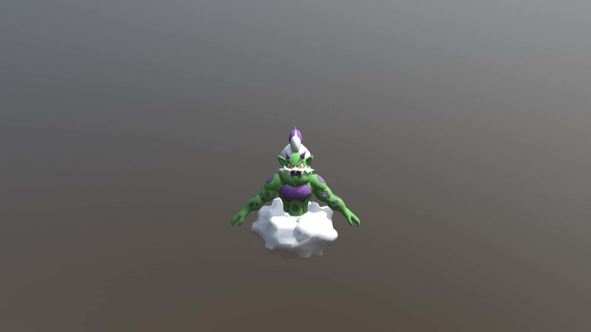Tornadus, green cartoonish monster, purple accents, Full HD Desktop Wallpaper