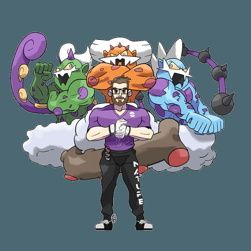 Tornadus, flying-type legendary Pokémon, purple shirt, SD Desktop Wallpaper