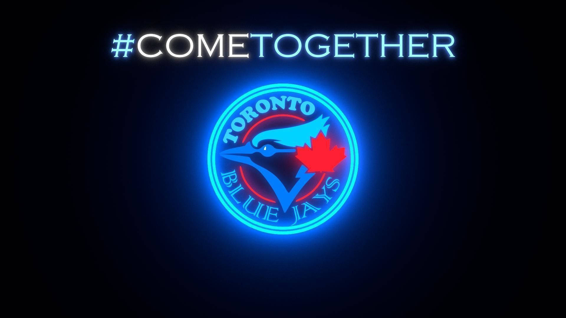 Toronto Blue Jays, neon light logo, red maple leaf, Full HD Desktop Wallpaper