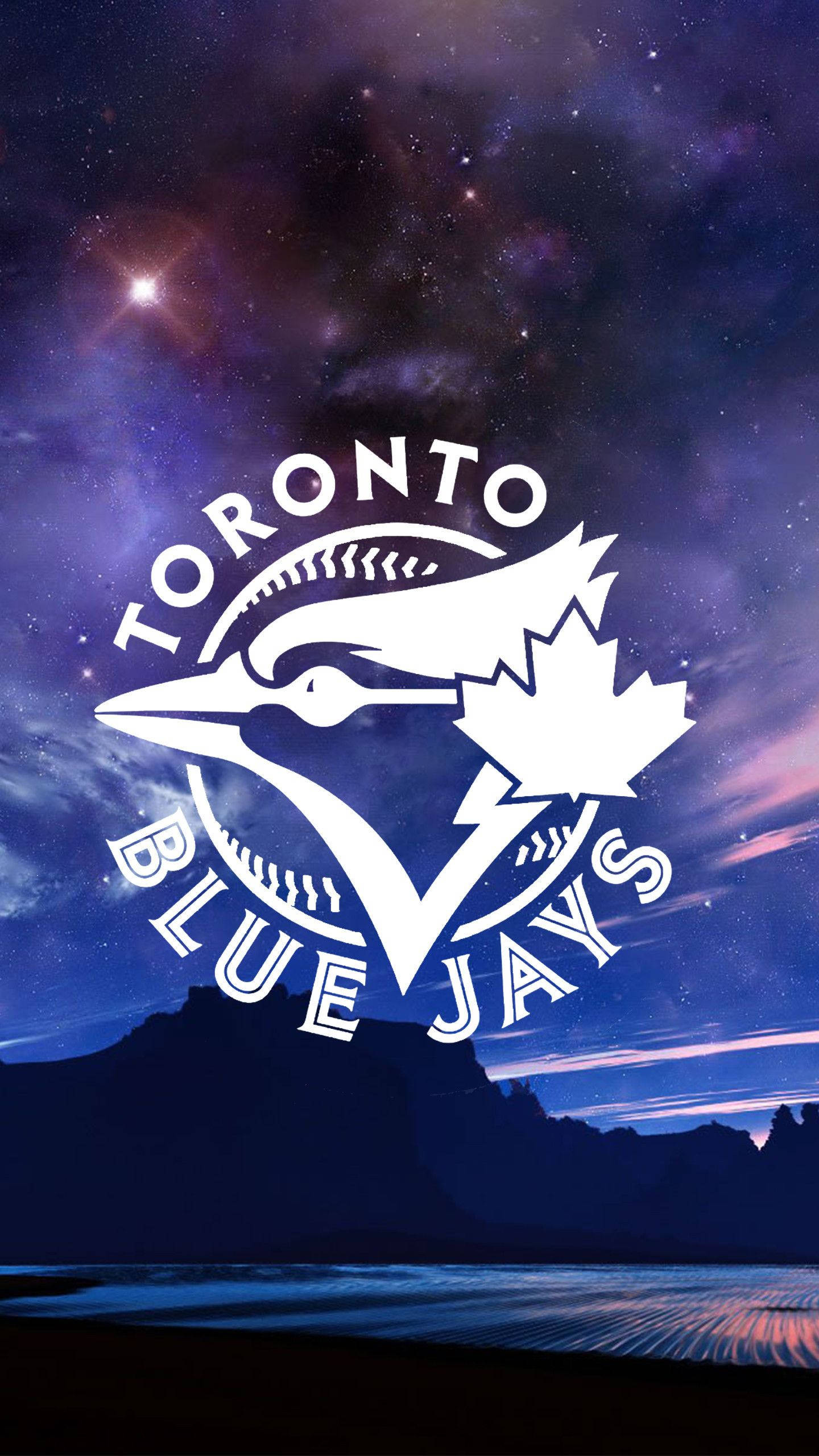 Toronto Blue Jays, all white logo, starry night sky, 2K Phone Wallpaper