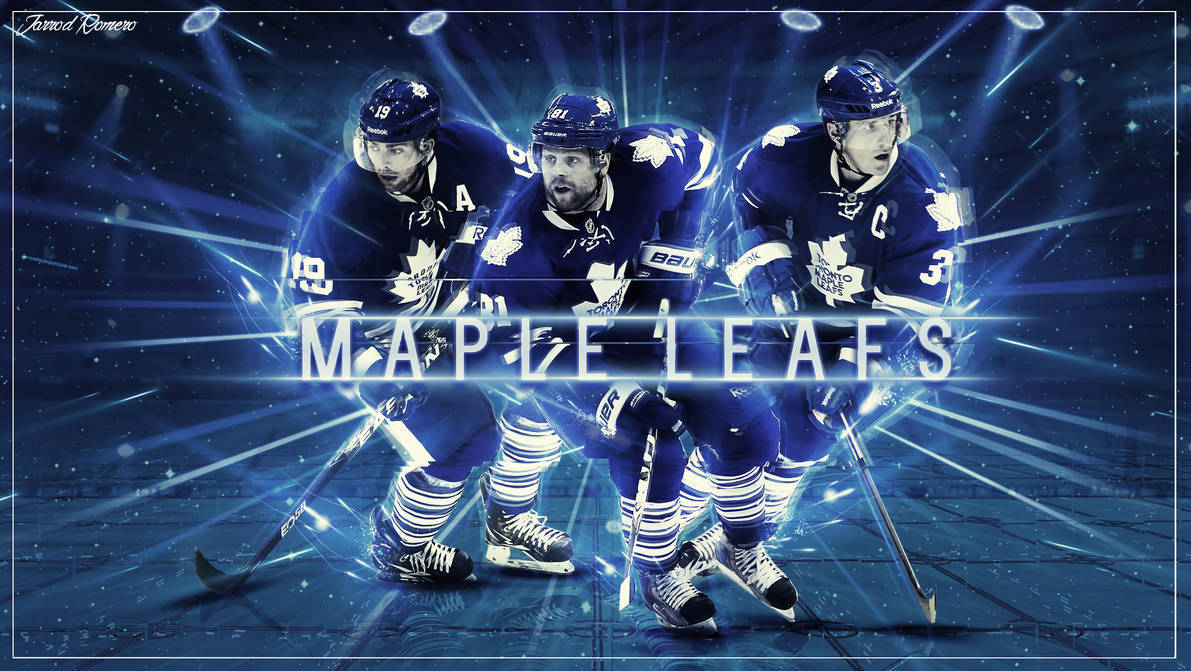 Toronto Maple Leafs, blue jerseys, glowing blue starburst background, SD Desktop Wallpaper