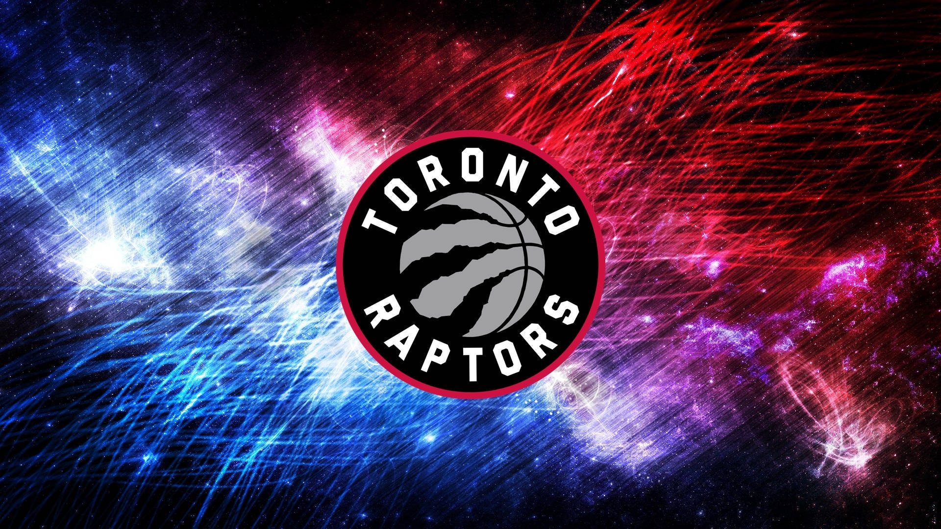 Toronto Raptors logo, neon lights, vibrant cosmic background, Full HD Desktop Wallpaper