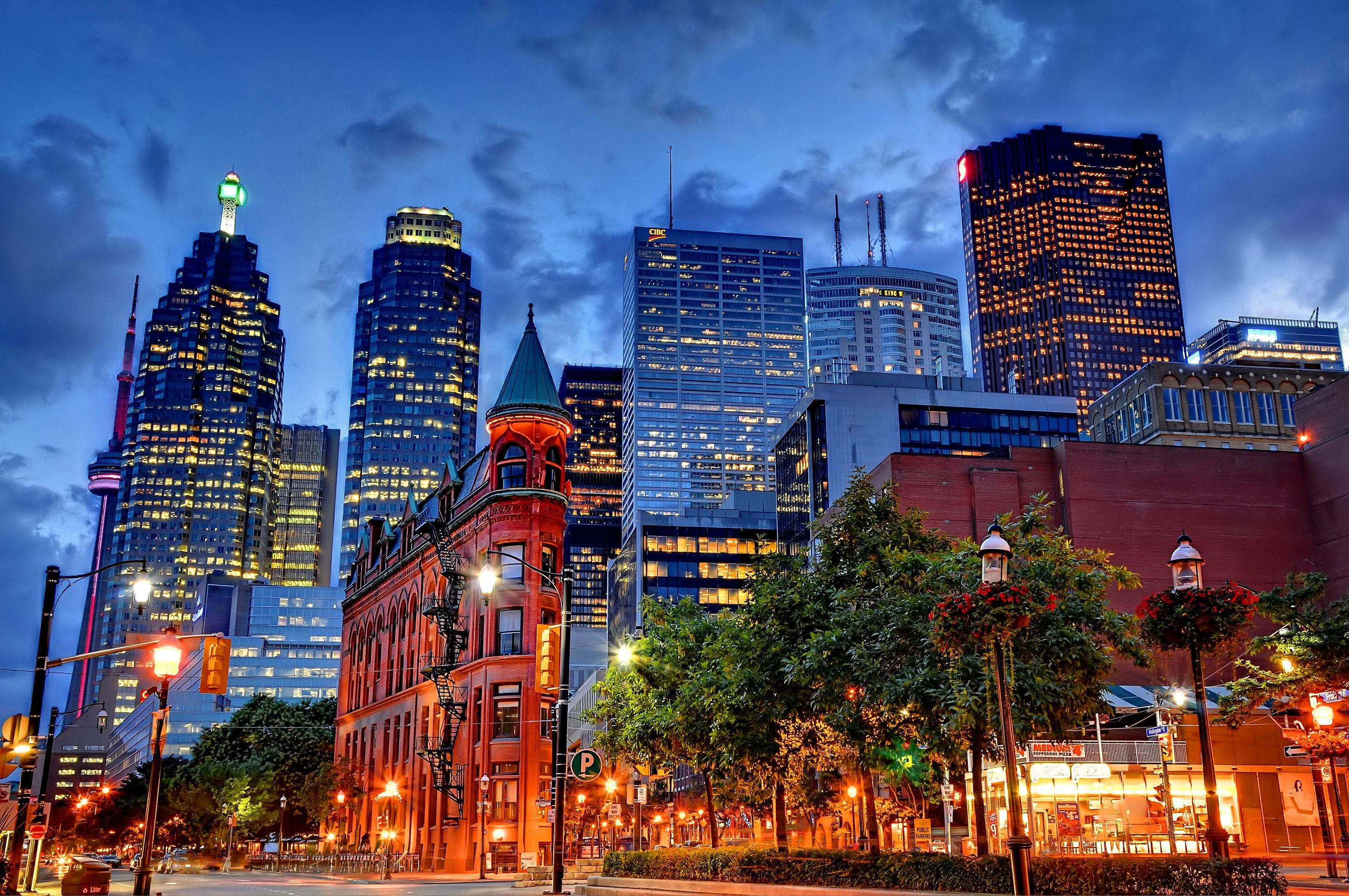 Toronto, modern skyscrapers, dusk, 2K Desktop Wallpaper
