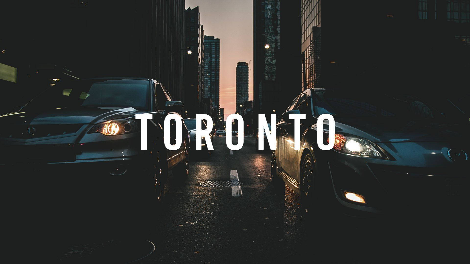 Toronto, wet city street, dusk, Full HD Desktop Wallpaper