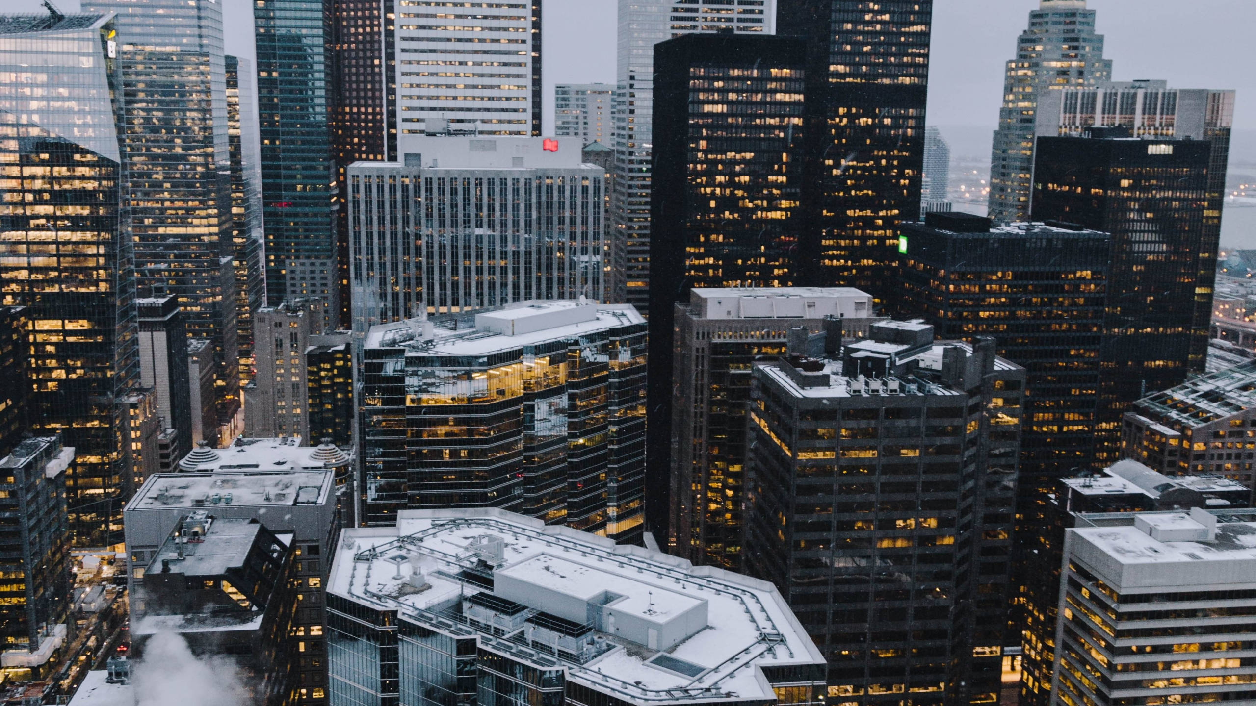 Toronto, foggy weather, aerial view, 2K Desktop Wallpaper