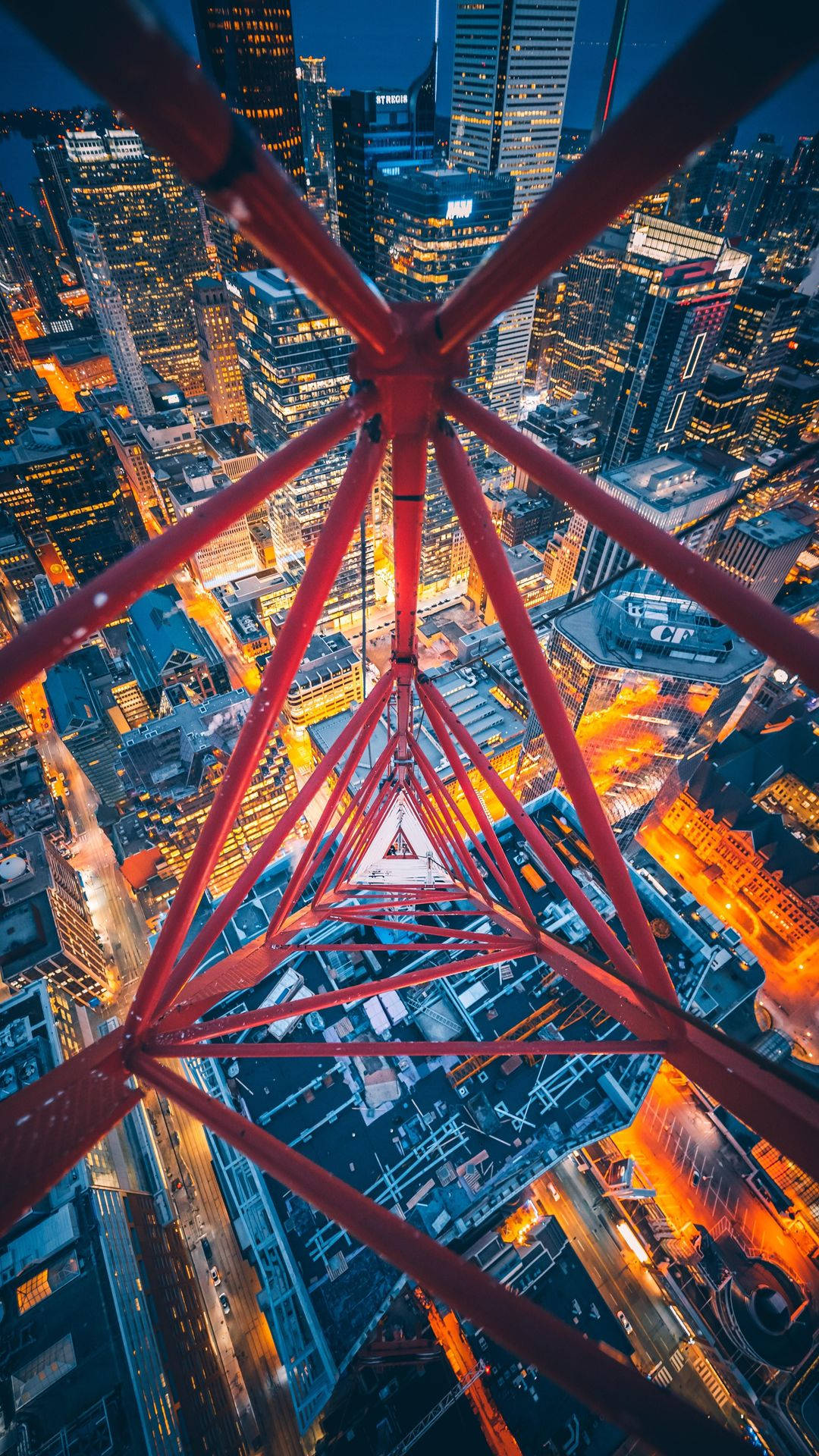 Toronto, red lattice tower, glowing cityscape, Full HD Phone Wallpaper