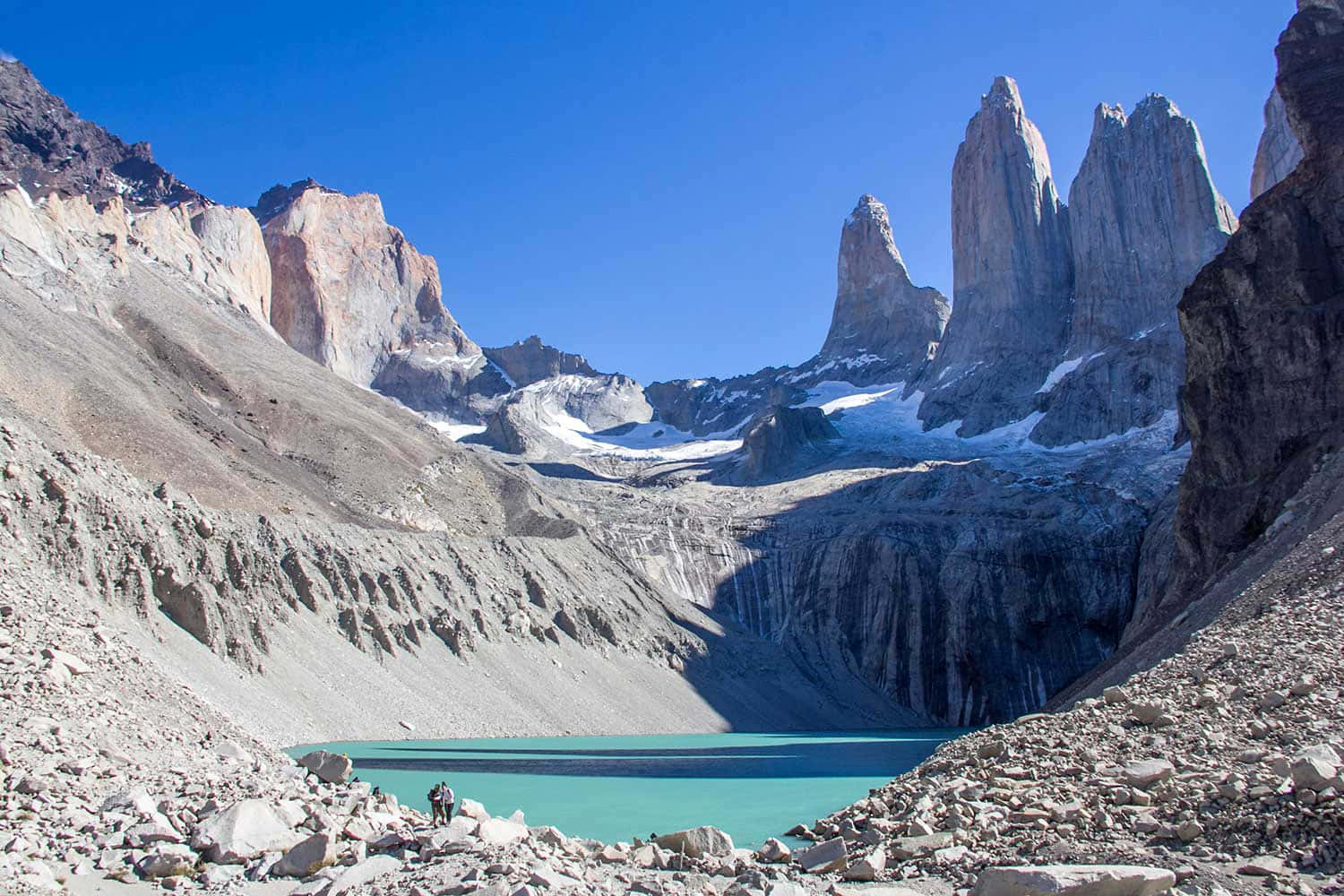 Torres Del Paine, granite towers, vivid turquoise lake, HD Desktop Wallpaper