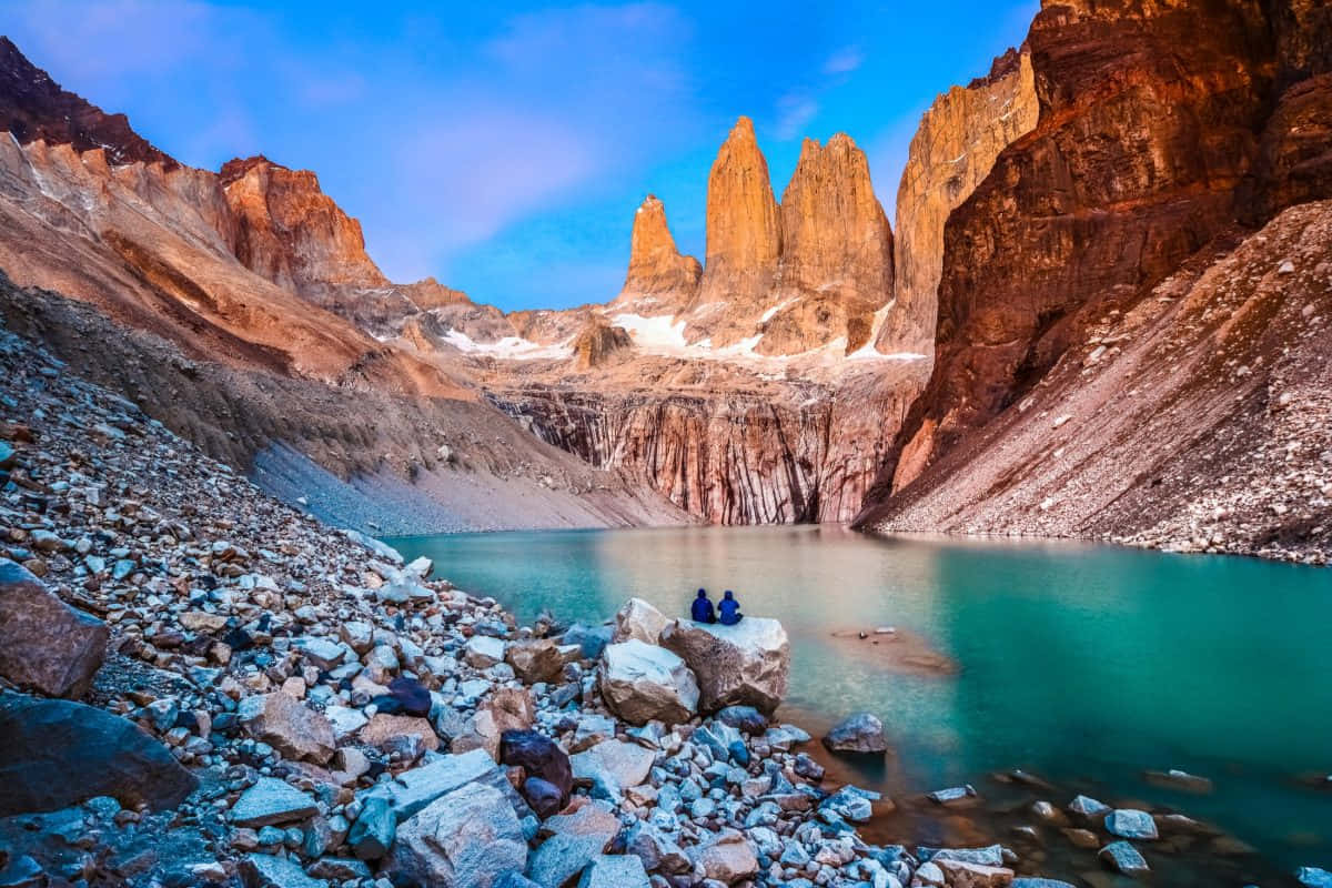 Torres Del Paine, sunrise view, turquoise lake, SD Desktop Wallpaper