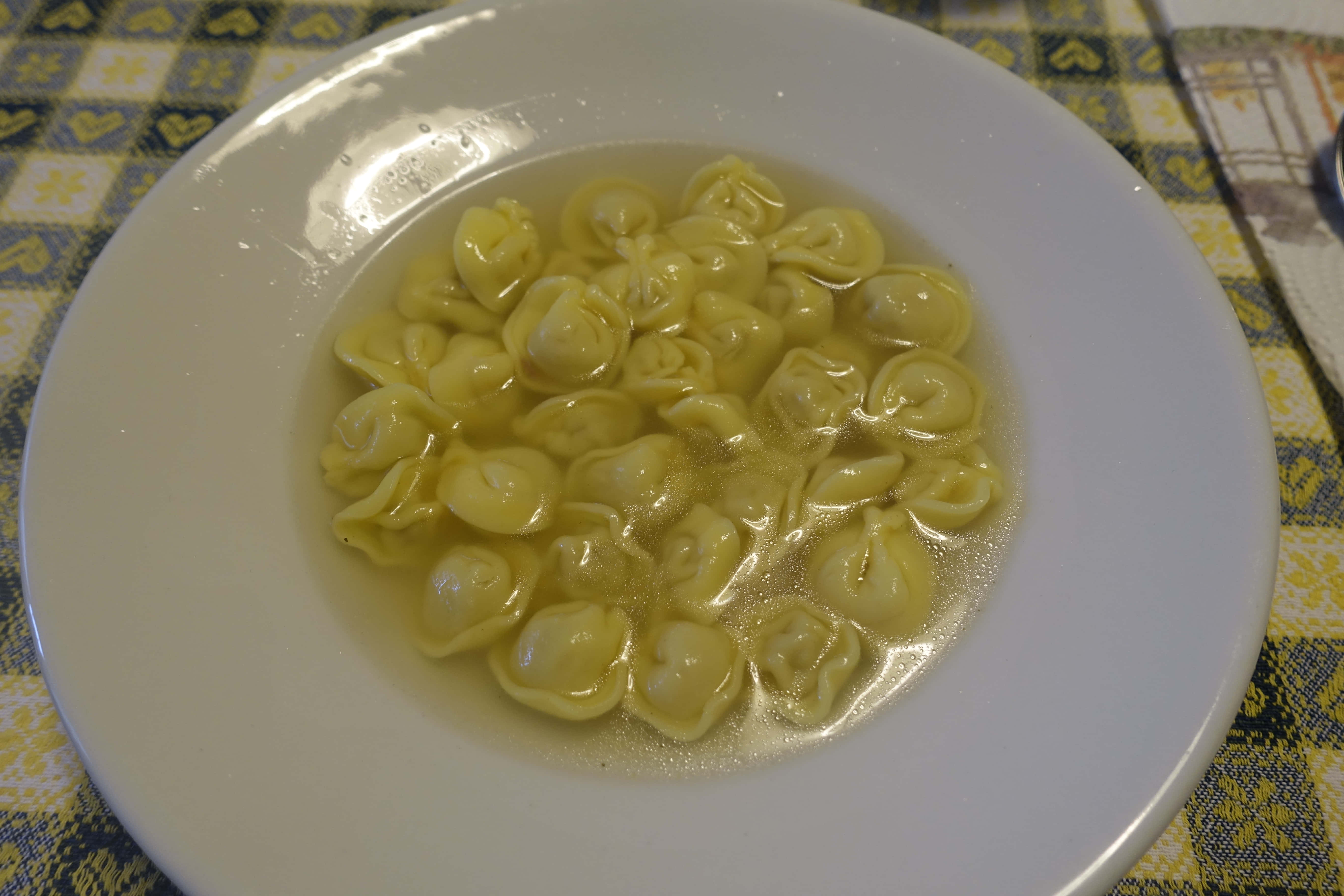 Tortellini In Brodo, white plate, yellow tortellini, 5K Desktop Wallpaper