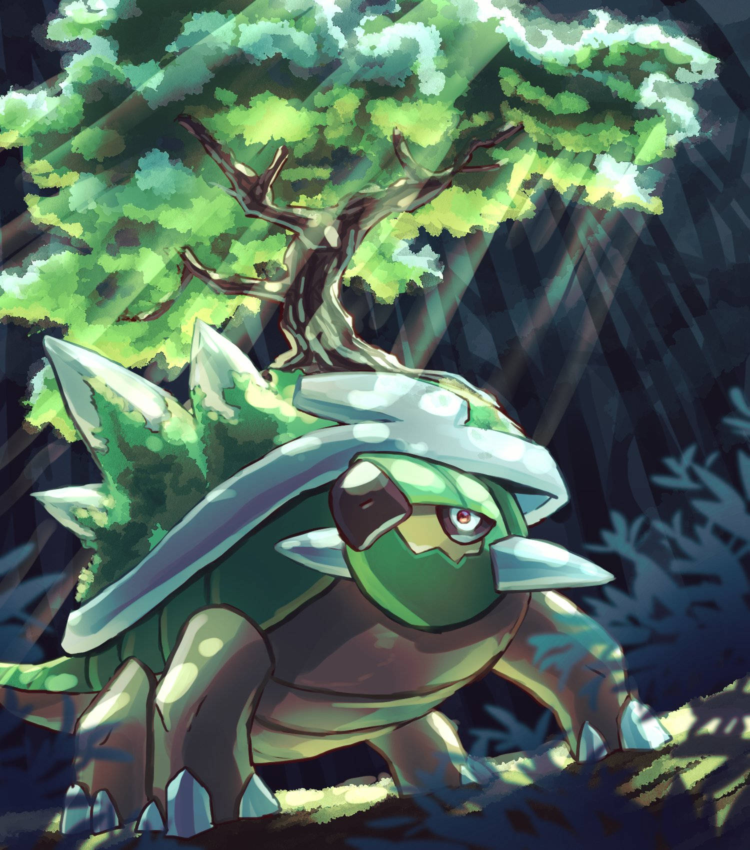 Torterra, green armored, tree growing on its back, HD Phone Wallpaper