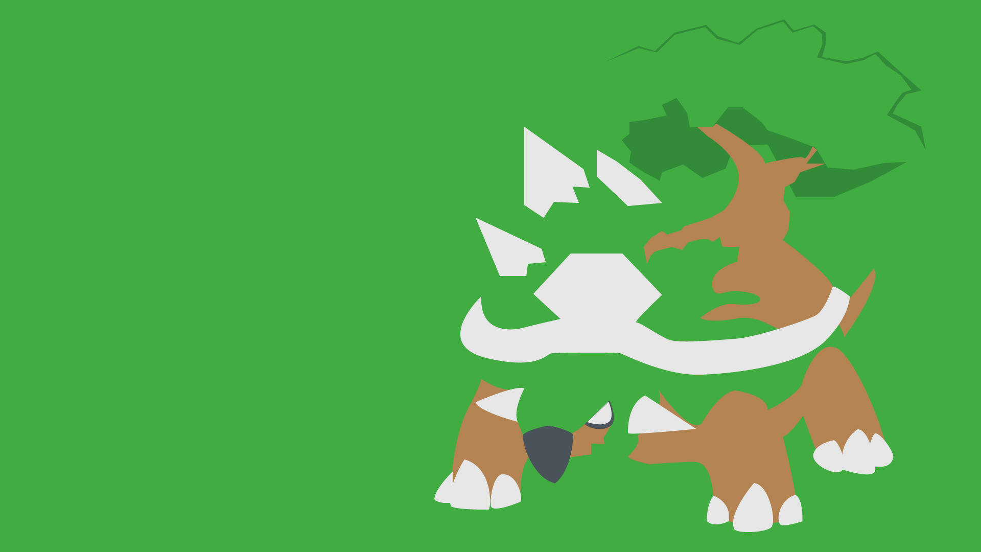 Torterra, green color scheme, brown and white cartoon dinosaur, Full HD Desktop Wallpaper