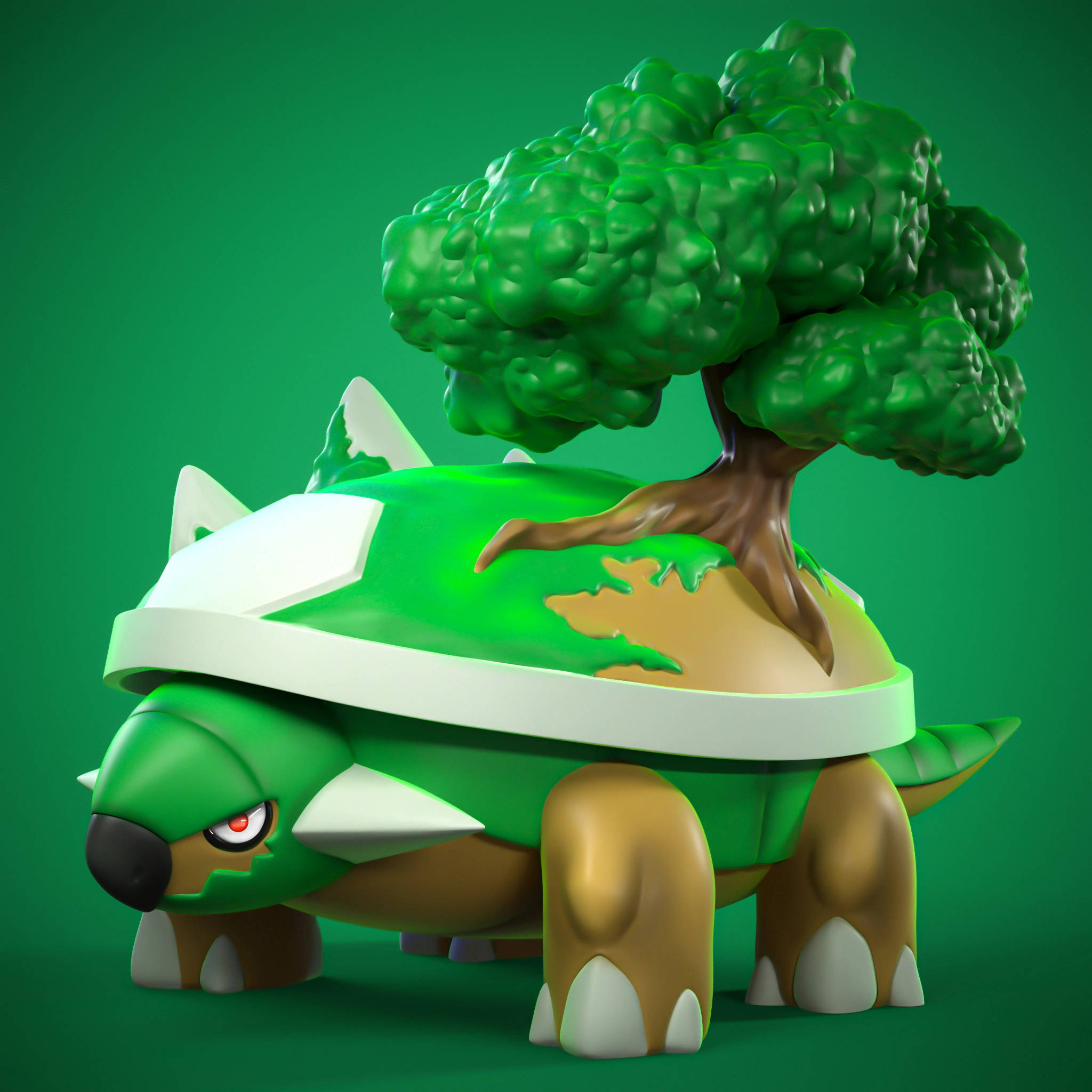 3d-rendered, green turtle Pokémon, tree growing from its shell, Full HD Desktop Wallpaper
