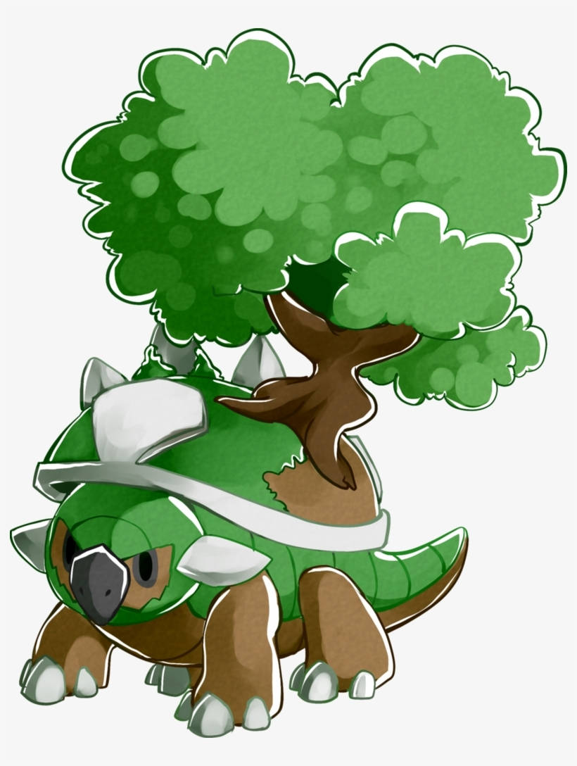 Torterra, tree growing on its back, cartoon dinosaur, SD Phone Wallpaper