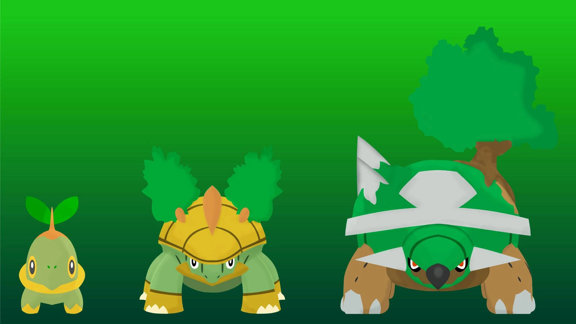Green Torterra, Torterra, evolutionary line, Full HD Desktop Wallpaper