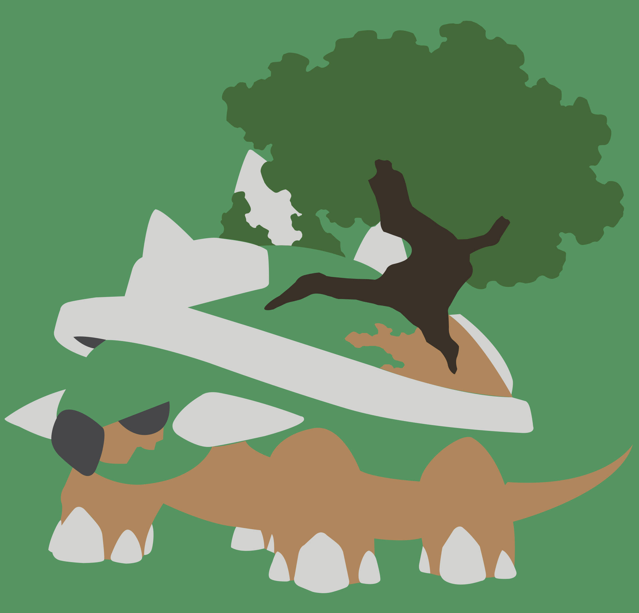 Torterra, green tree, dark branch, Full HD Desktop Wallpaper