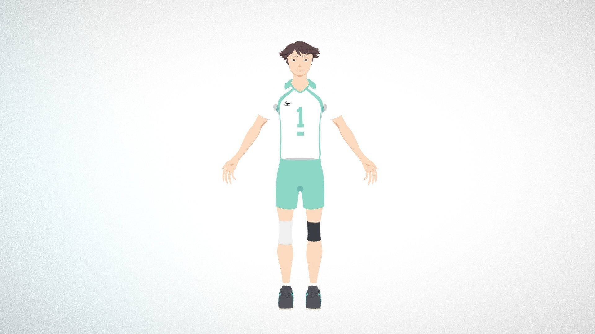 Toru Oikawa, teal and white uniform, minimalist illustration, Full HD Desktop Wallpaper
