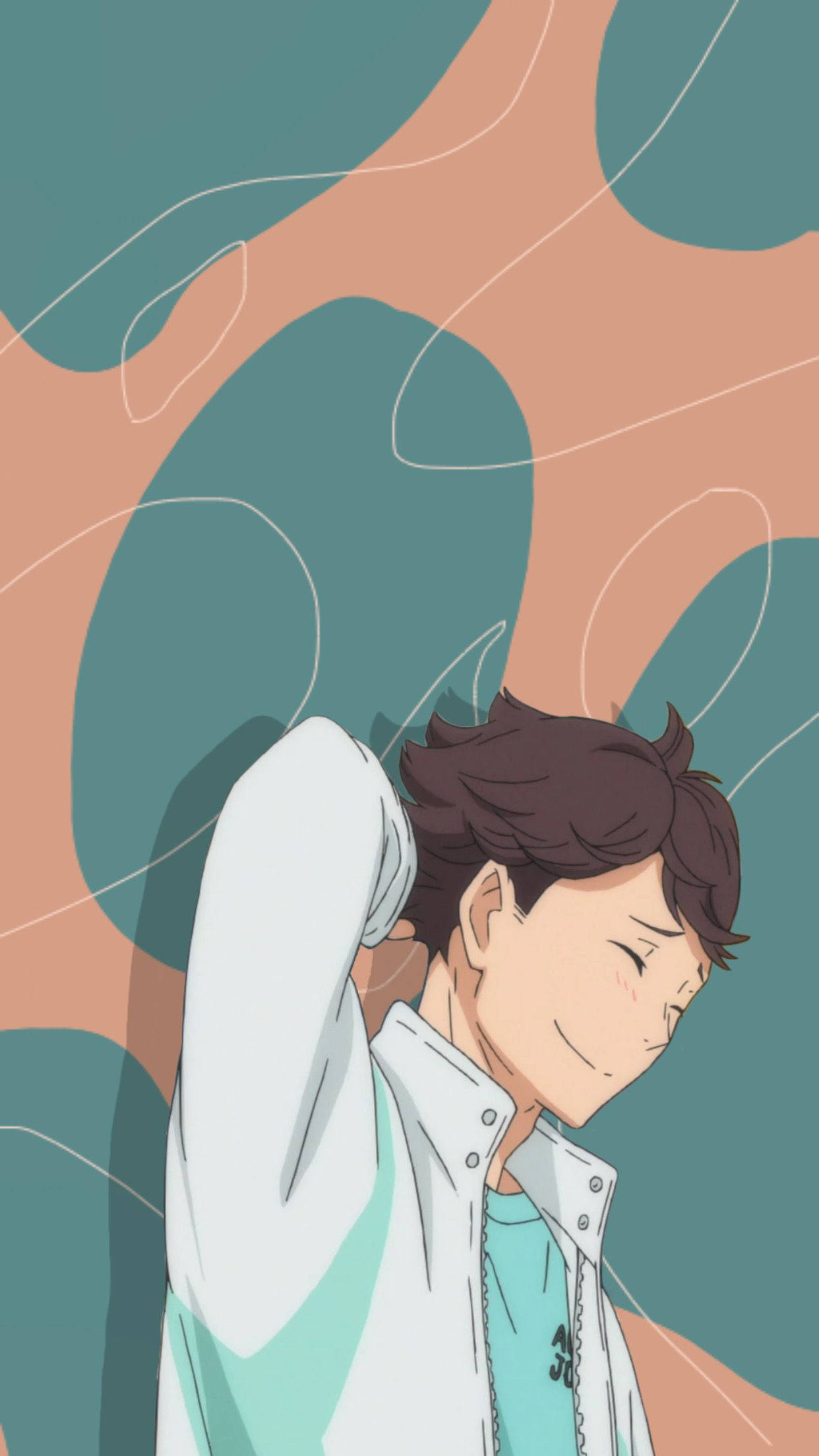 Toru Oikawa, brown hair, teal, Full HD Phone Wallpaper