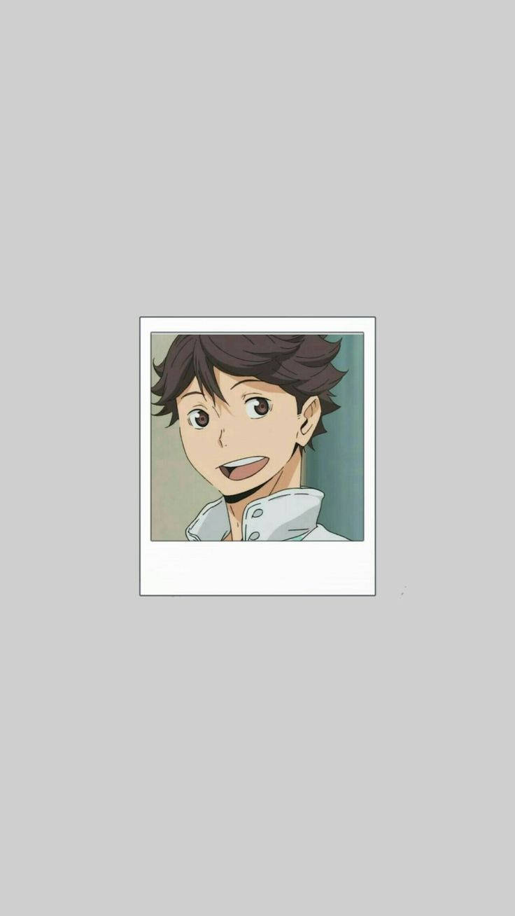 Toru Oikawa, Polaroid-style frame, brown hair, HD Phone Wallpaper
