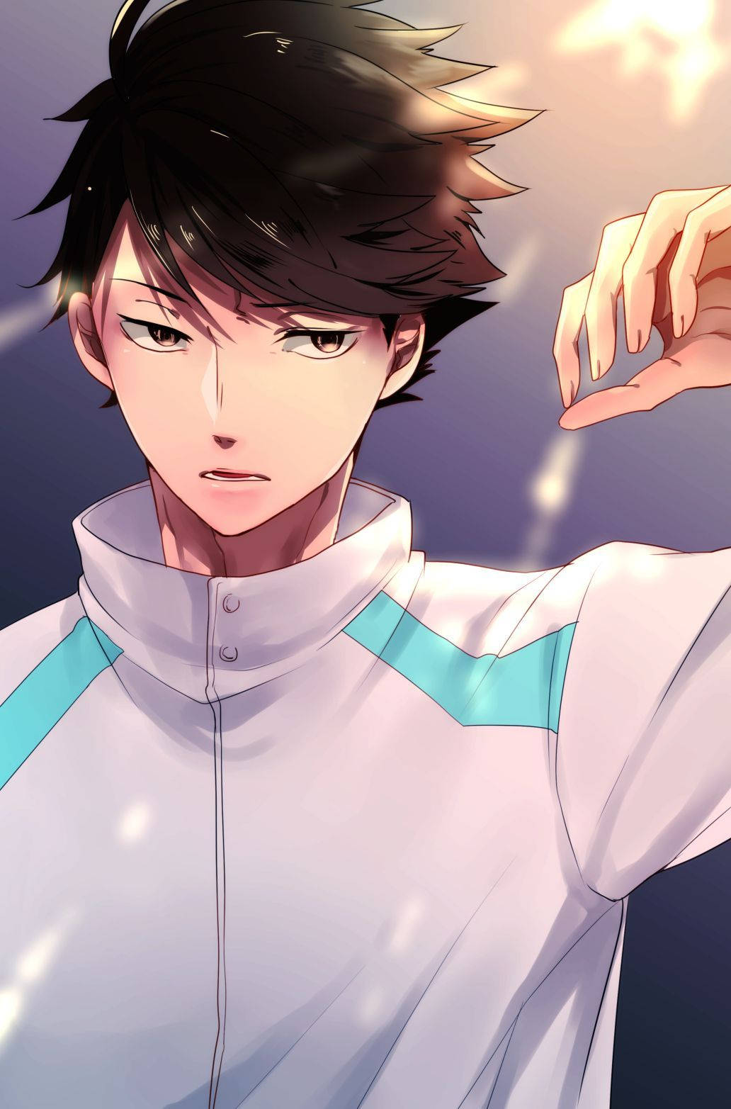 Toru Oikawa, white jacket, teal stripes, HD Phone Wallpaper