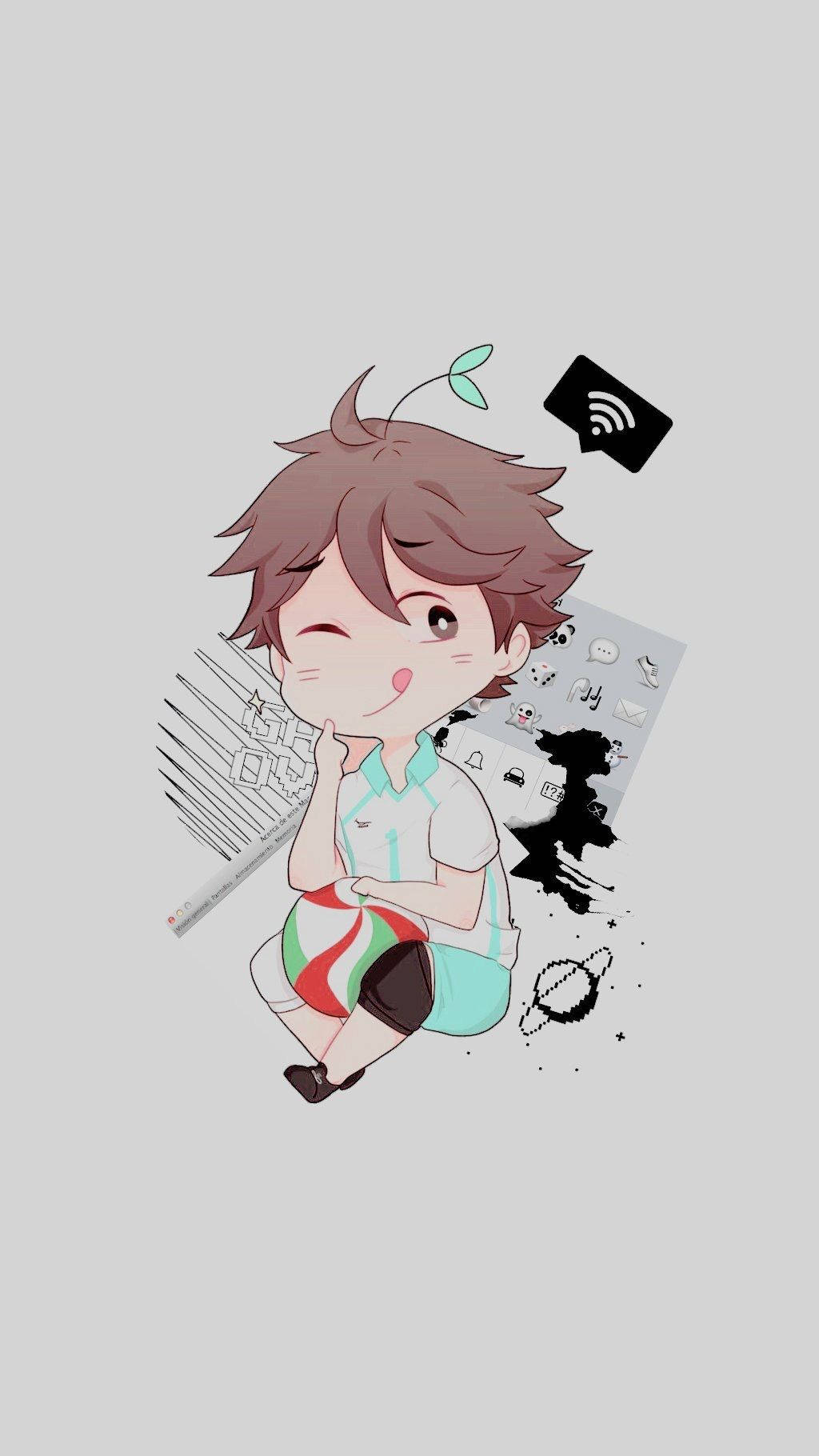 Toru Oikawa, chibi, brown hair, HD Phone Wallpaper