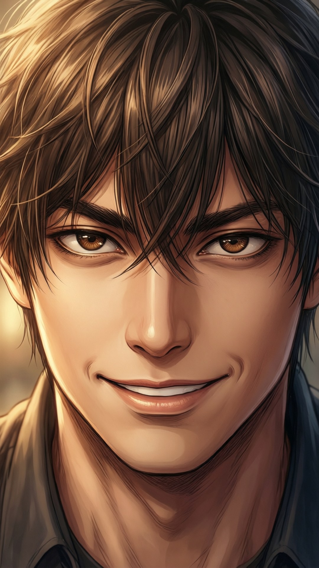 Toru Oikawa, anime-style portrait, brown hair, Full HD Phone Wallpaper
