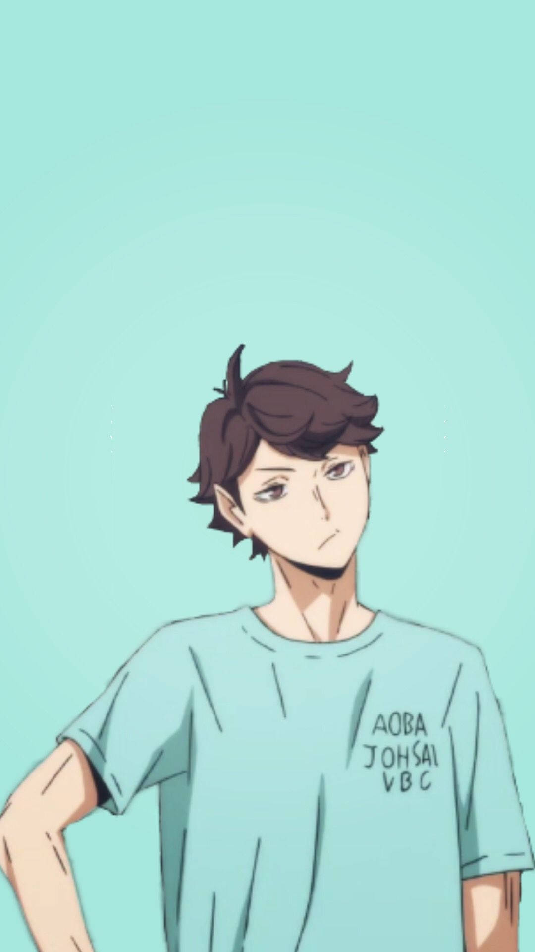 Toru Oikawa, brown hair, light blue tshirt, Full HD Phone Wallpaper