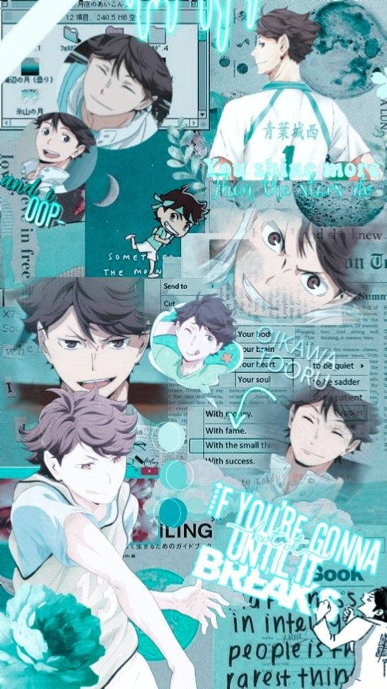 Toru Oikawa, teal, white, SD Phone Wallpaper