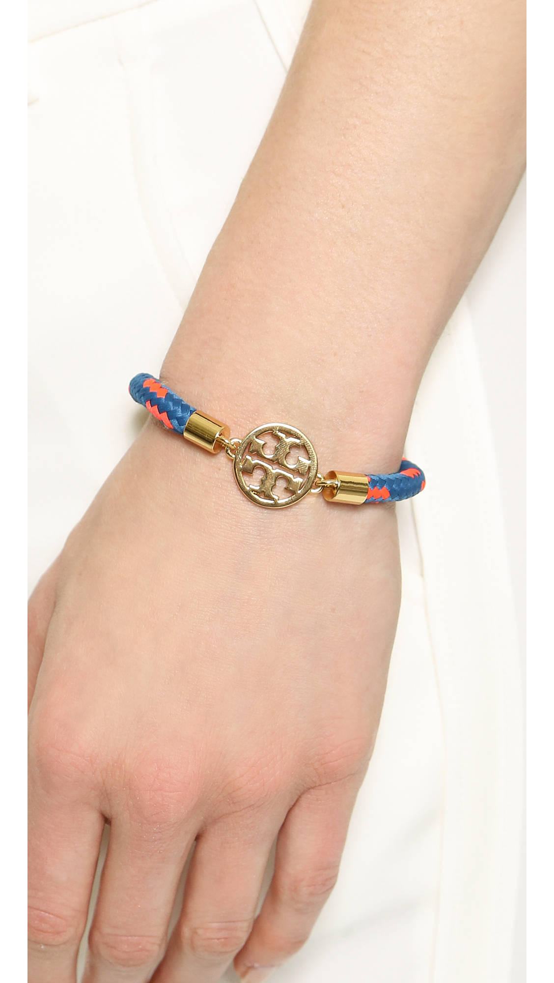 Tory Burch, blue rope bracelet, braided blue and orange bracelet, Full HD Phone Wallpaper