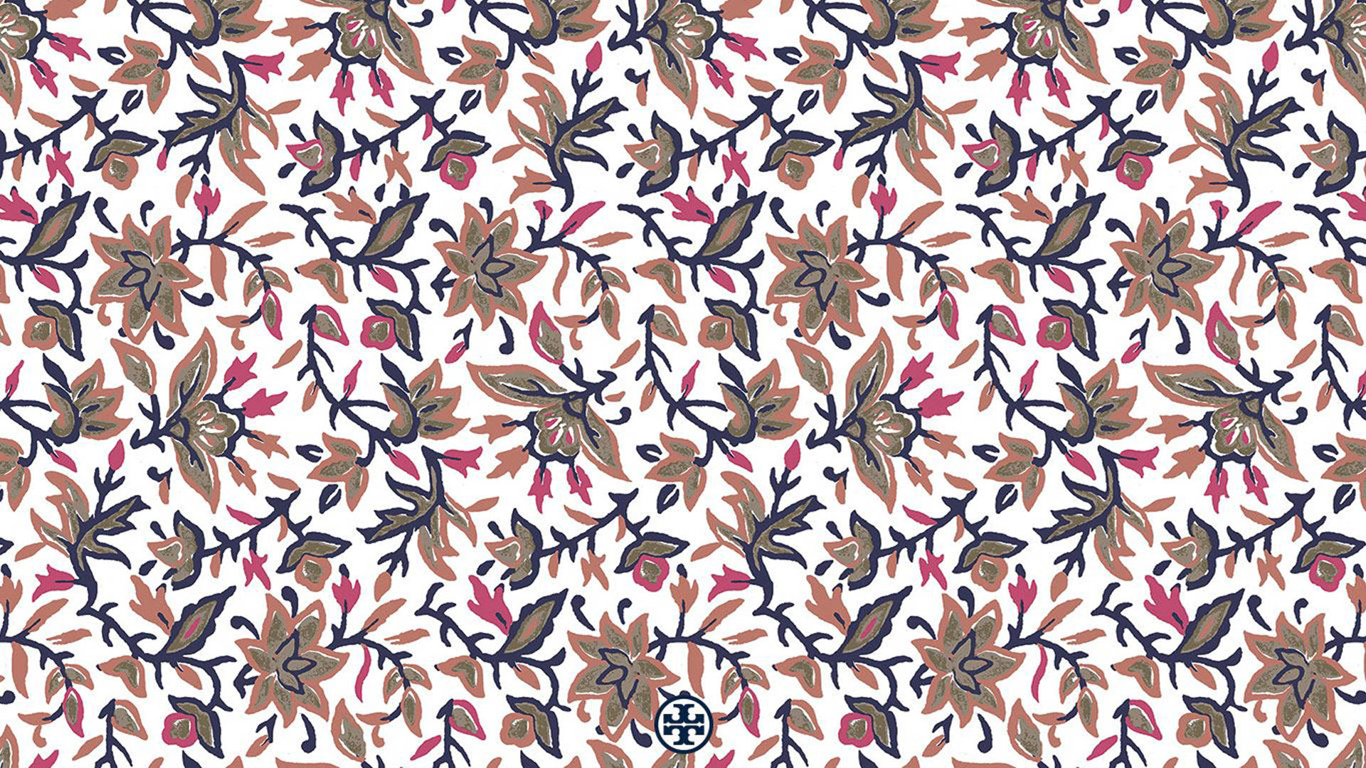 Tory Burch, preppy floral, brown, Full HD Desktop Wallpaper