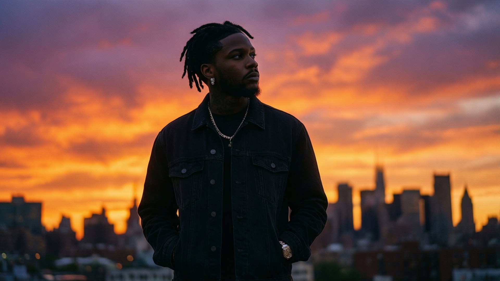 Tory Lanez, silhouette, sunset, Full HD Desktop Wallpaper