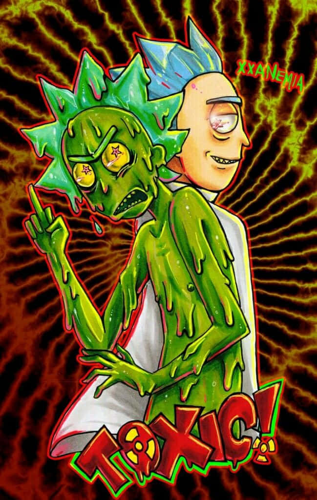 Total Rickall, green slime, spiky hair, SD Phone Wallpaper