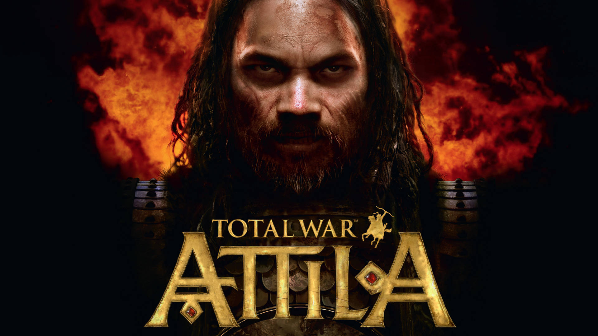 Total War Attila, fierce warrior, long dark hair, Full HD Desktop Wallpaper