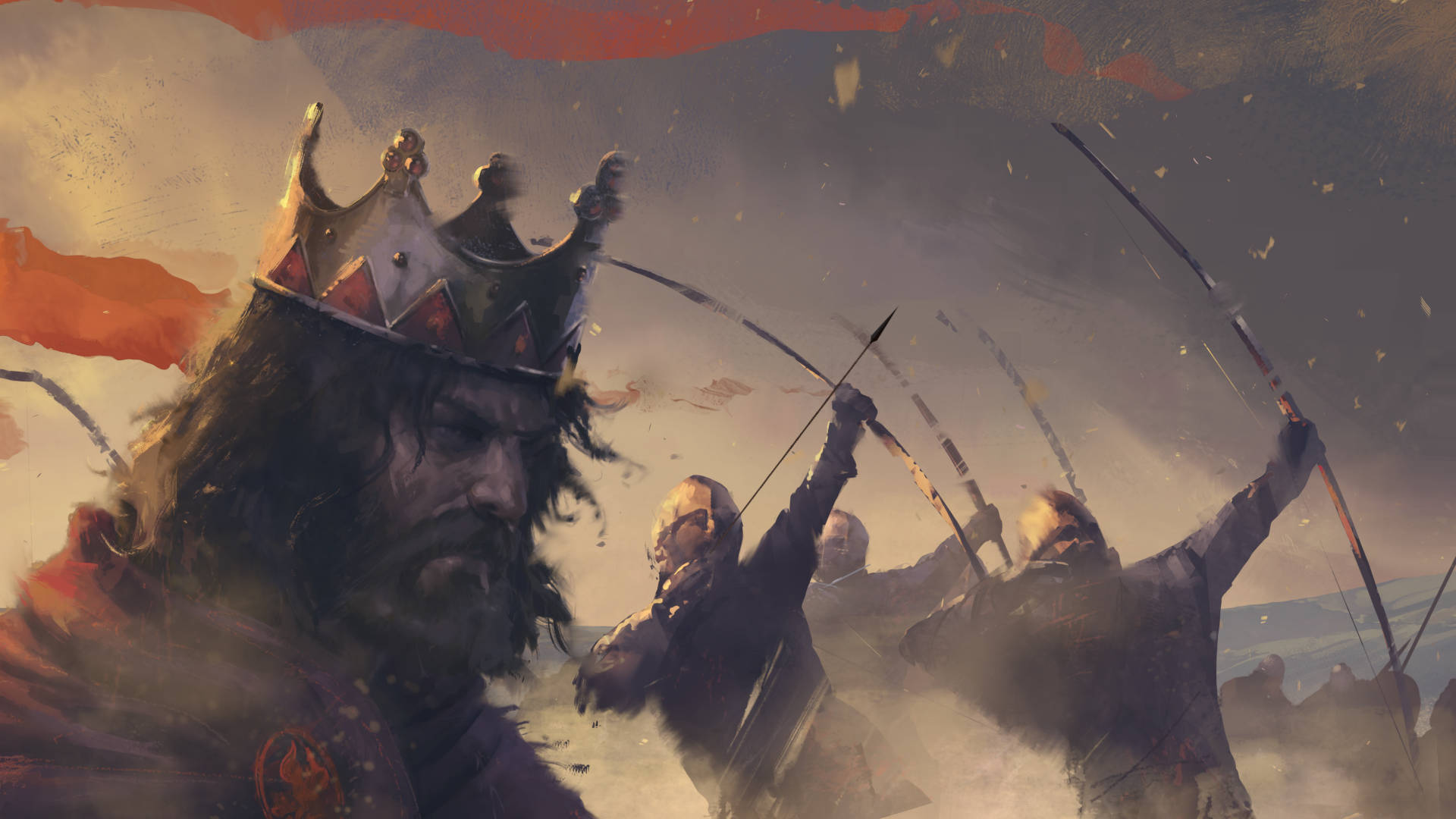 Total War Attila, crowned king, archers, Full HD Desktop Wallpaper