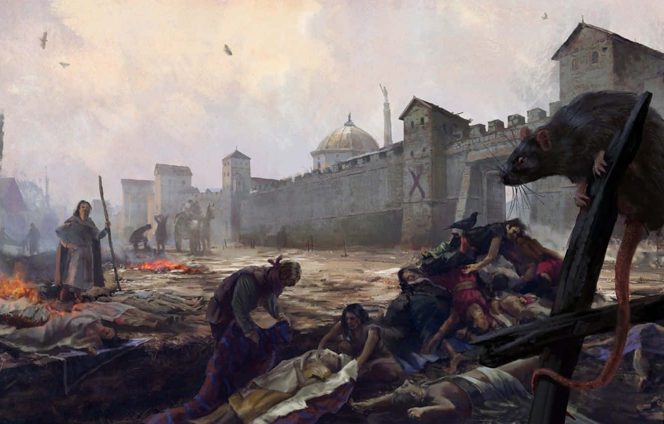 Attila Total War, plague victims, walled city street, HD Desktop Wallpaper